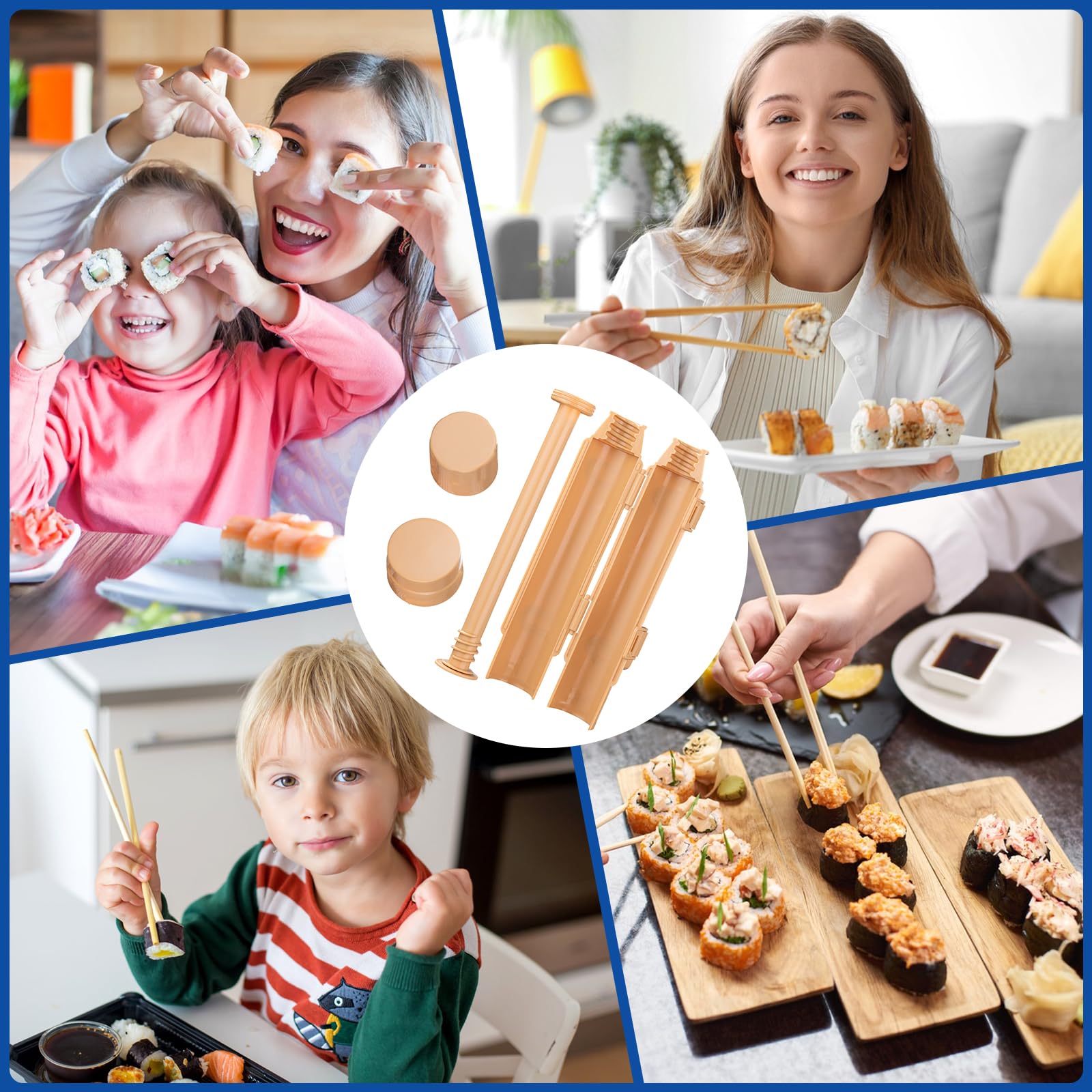 Premium Sushi Maker Kit - Non-Toxic BPA-Free Plastic Sushi Roller Bazooka for Beginners & Kids - Easy Homemade Sushi Making Tool - Perfect for Family Cooking, Parties & Japanese Cuisine Lovers