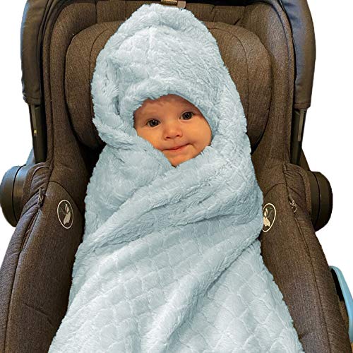 Pastel Blue Baby Car Seat Blanket - Soft Swaddle Wrap for Newborns & Toddlers | Boys & Girls | Interior Car Seat Cover to Keep Clean | Perfect for Travel, Stroller & Nursery Use