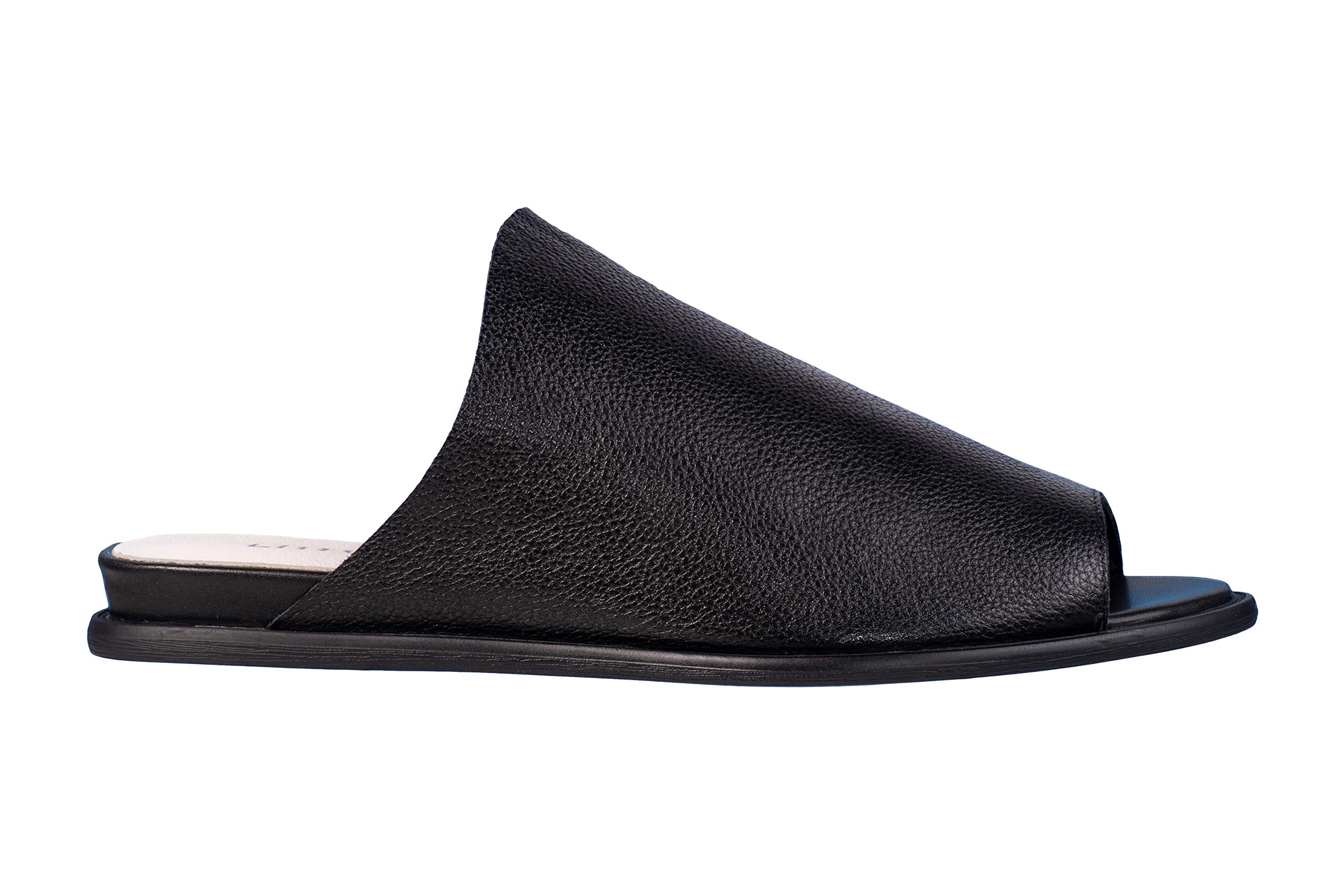 LITFOOT LF5997-4-1 Women's Soft Leather Slippers for Home - Black | Cozy Indoor House Shoes for Relaxation & Comfort | Perfect for Lounging, Spa Days & Cold Weather