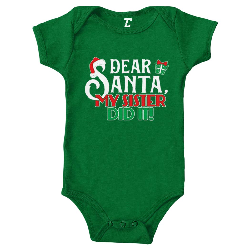 Dear Santa My Sister Did It! Funny Christmas Bodysuit for Babies & Toddlers - Perfect Holiday Outfit for Family Photos & Festive Parties