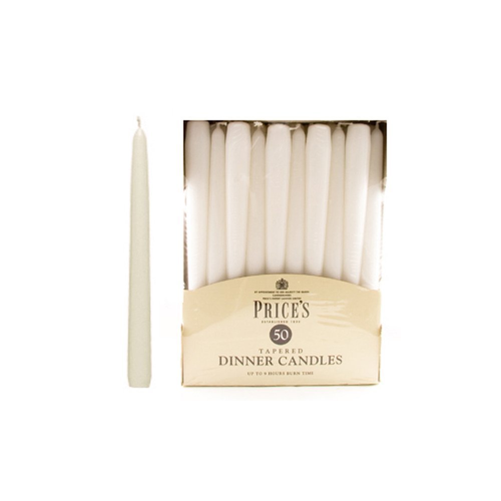 Premium 50-Pack White Tapered Dinner Candles - Unscented, Long-Lasting for Elegant Dining, Romantic Dinners & Holiday Decorations