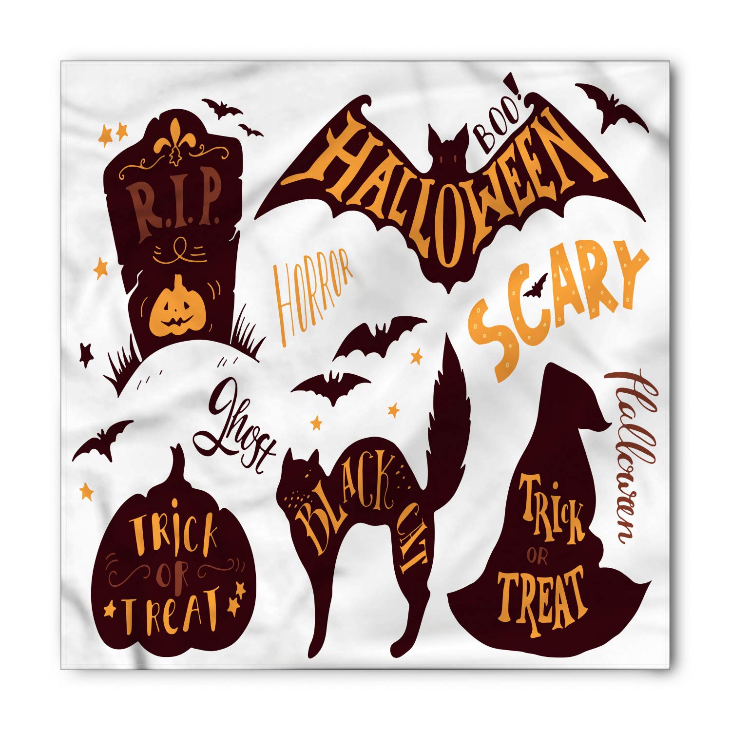 Vintage Halloween Bandana - Ghost & Candy Scary Print Unisex Head & Neck Tie for Costume Parties, Trick or Treat, and Spooky Events