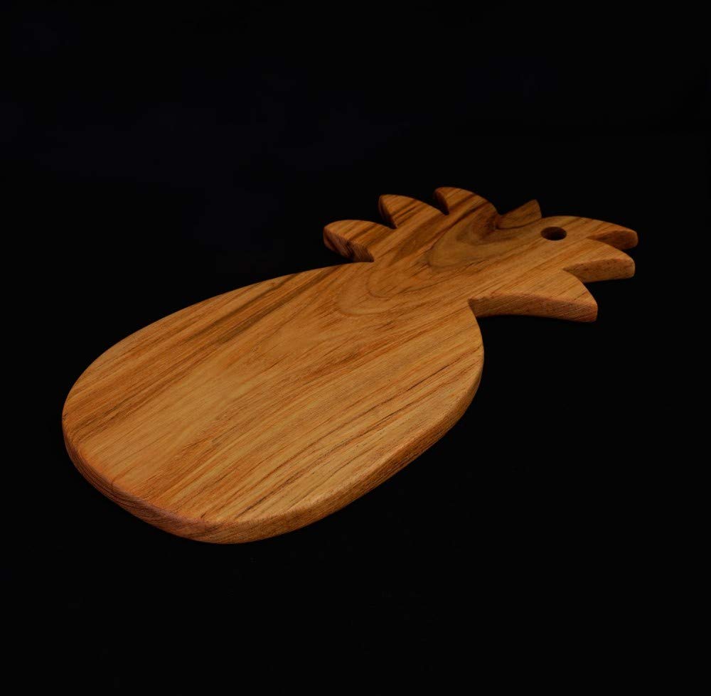 Premium Teak Wood Pineapple Cutting Board - Large Solid Wood Chopping & Serving Platter for Kitchen, BBQ, Party & Charcuterie Display