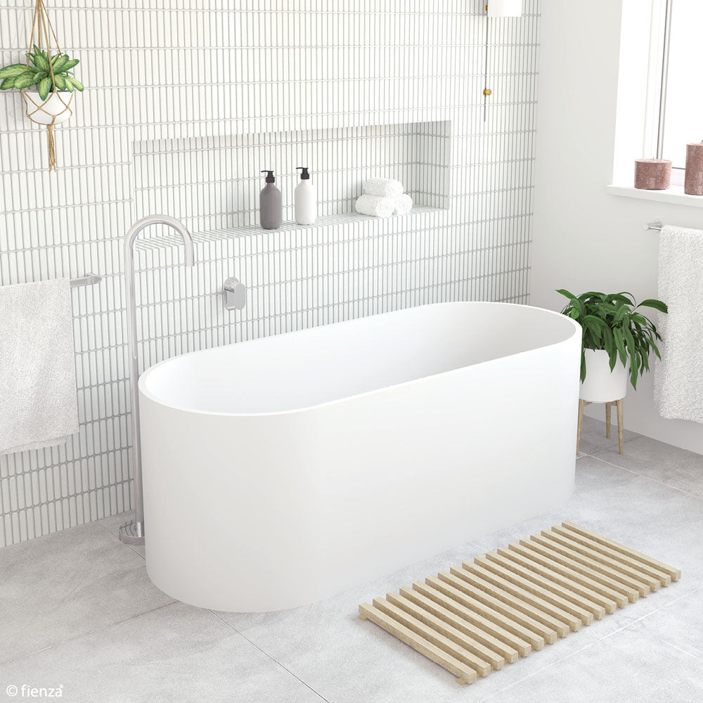 Fienza SS07 Encanto Freestanding Stone Resin Bathtub 1700mm - Matte White Finish for Luxury Bathrooms & Spa Retreats