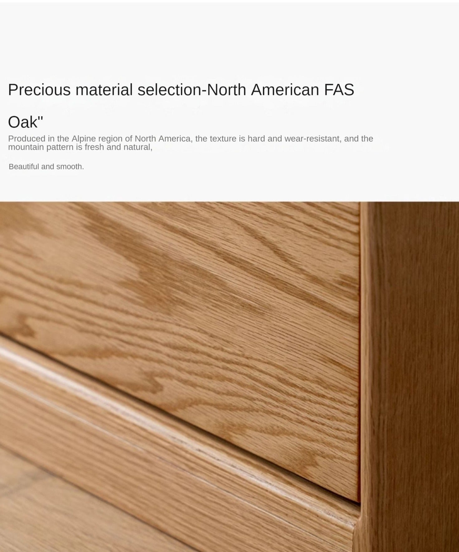 Oak Solid Wood Nordic Sideboard with Slate Top - Modern Buffet Cabinet for Dining Room, Living Room & Entryway Storage