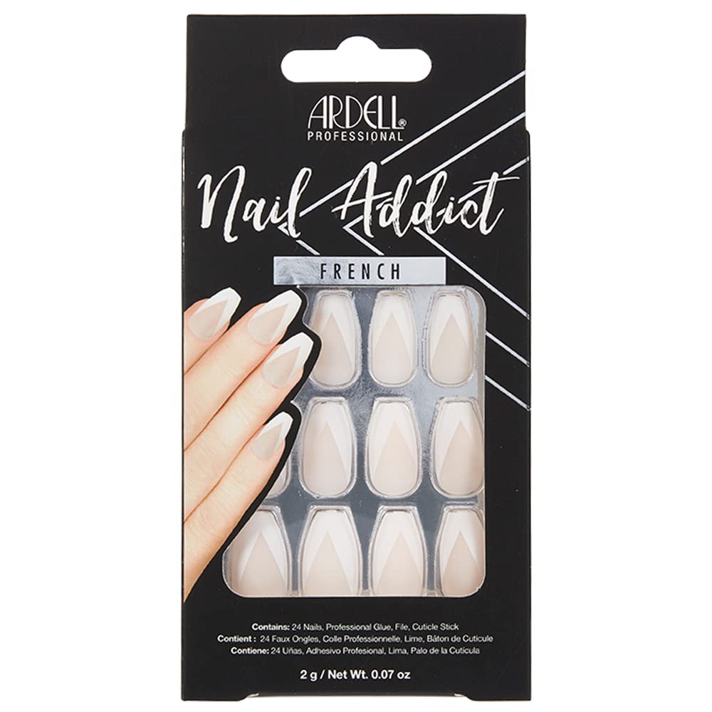 Ardell Nail Addict Artificial Nail Set - Modern French Style Press On Nails for Women | Perfect for Parties, Weddings & Special Occasions