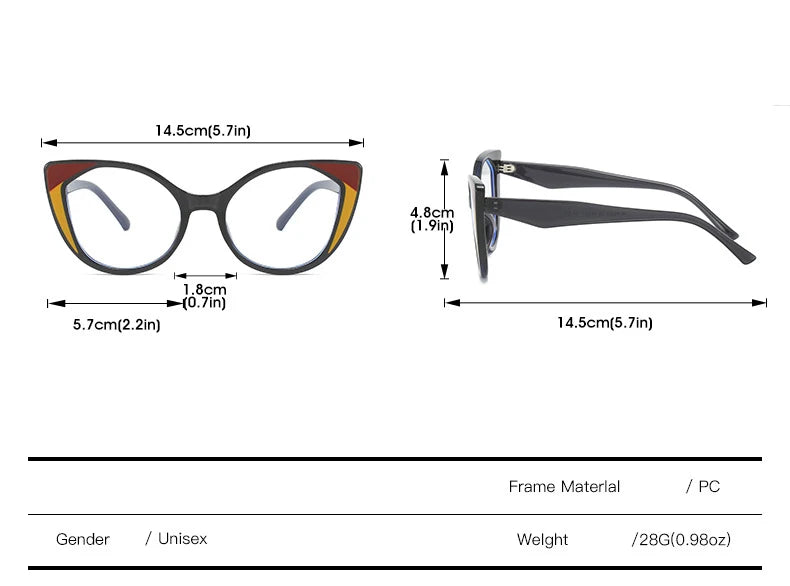 CCspace Women's Full Rim Square Cat Eye Titanium Eyeglasses Frame - Lightweight & Durable TR90 Material - Perfect for Work, Reading & Fashion Accessories