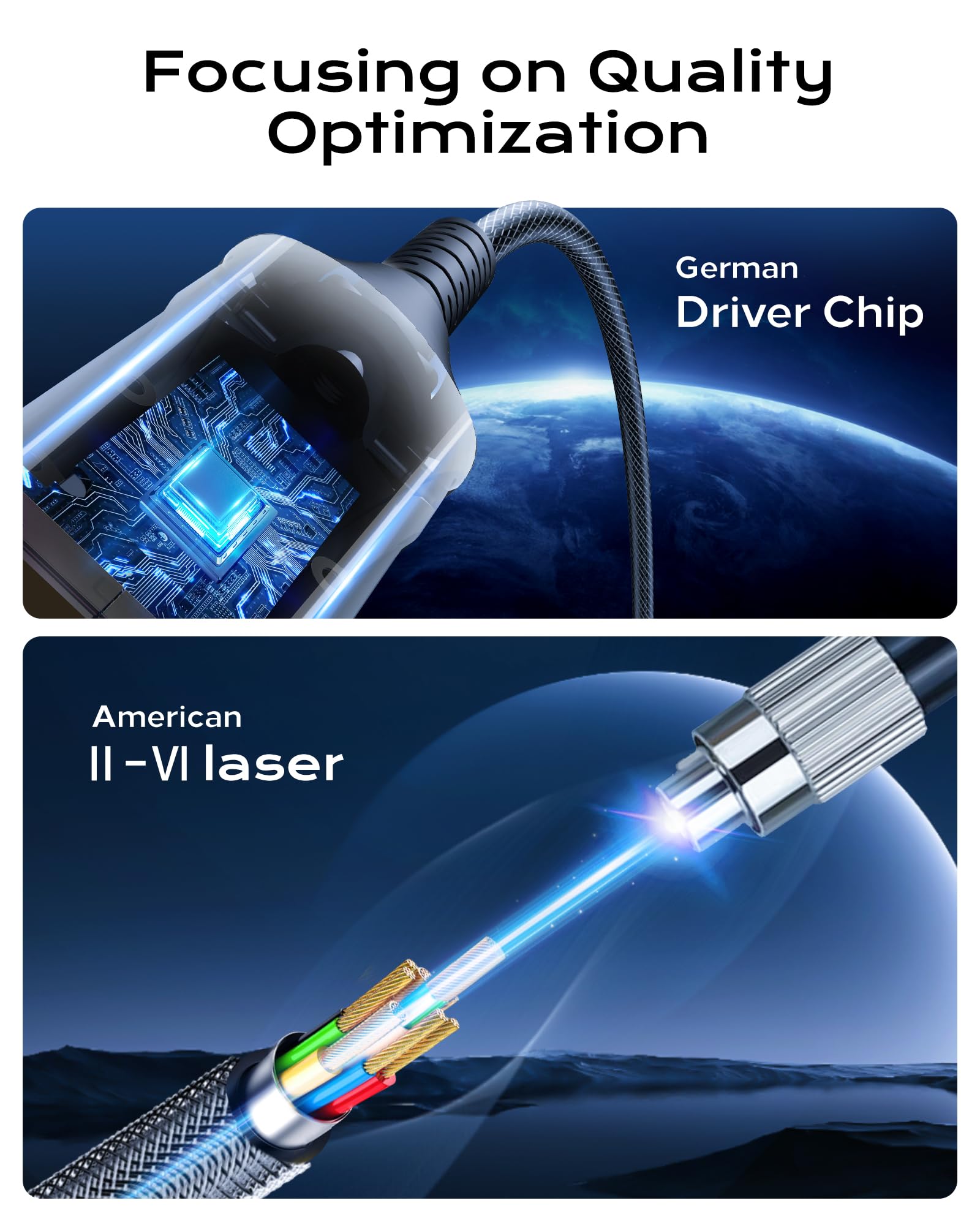 Cratree Fiber Optic HDMI 2.1 Cable 100FT/30M - 8K 48Gbps Ultra High Speed, 8K@60Hz 4K@120Hz, HDCP 2.2/2.3, HDR10 - Compatible with Fire TV, Roku, Apple TV, HDTV, Monitor, Projector - Perfect for Home Theater, Gaming & Professional AV Setups