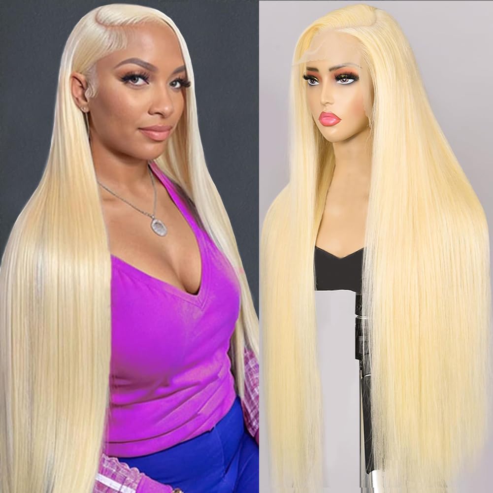24 Inch 613 Blonde 13x6 HD Lace Front Wig Human Hair Straight 200 Density Pre Plucked With Baby Hair | Natural Looking Lace Frontal Wigs for Daily Wear, Cosplay, Parties & Special Occasions