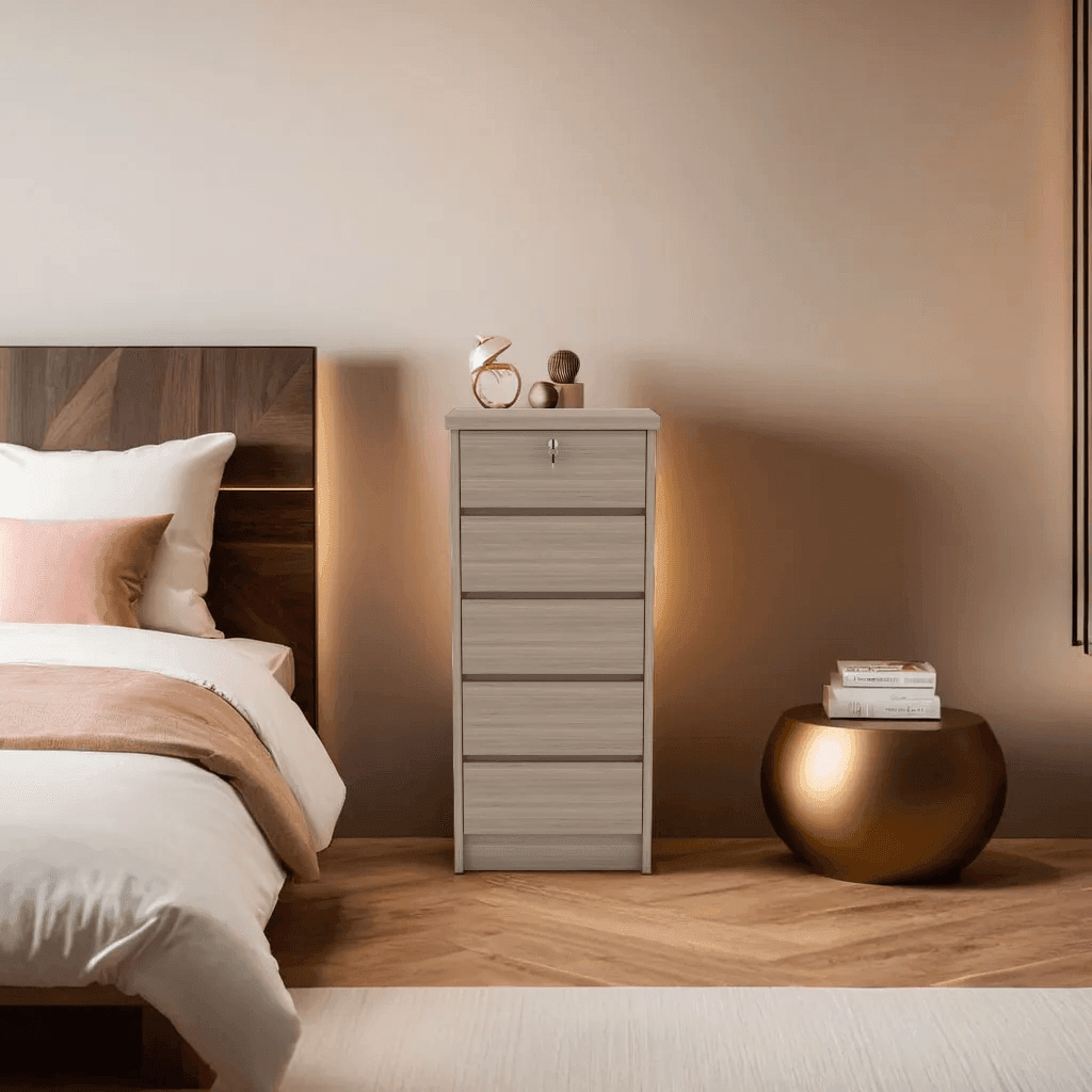 Stylish Ivy Milk Chest of Drawers - 5-Drawer Wooden Dresser for Bedroom, Living Room & Office Storage - Perfect for Organizing Clothes, Toys & Home Essentials