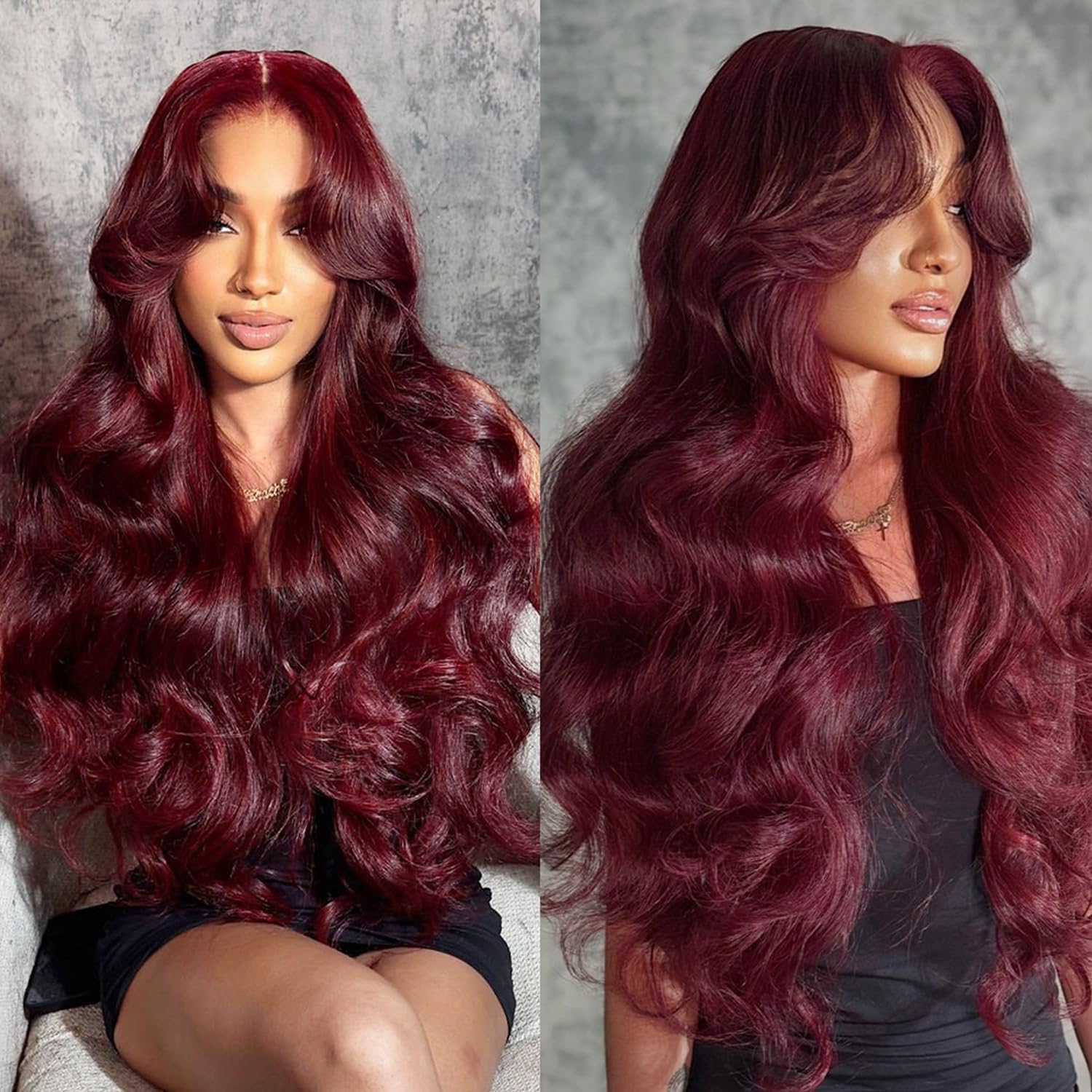99J Burgundy 13x6 Lace Front Wigs Human Hair - Pre Plucked Bleached Knots with Baby Hair, 180% Density Body Wave Glueless Wig for Black Women (26 Inch) - Perfect for Daily Wear, Parties, Weddings & Special Occasions