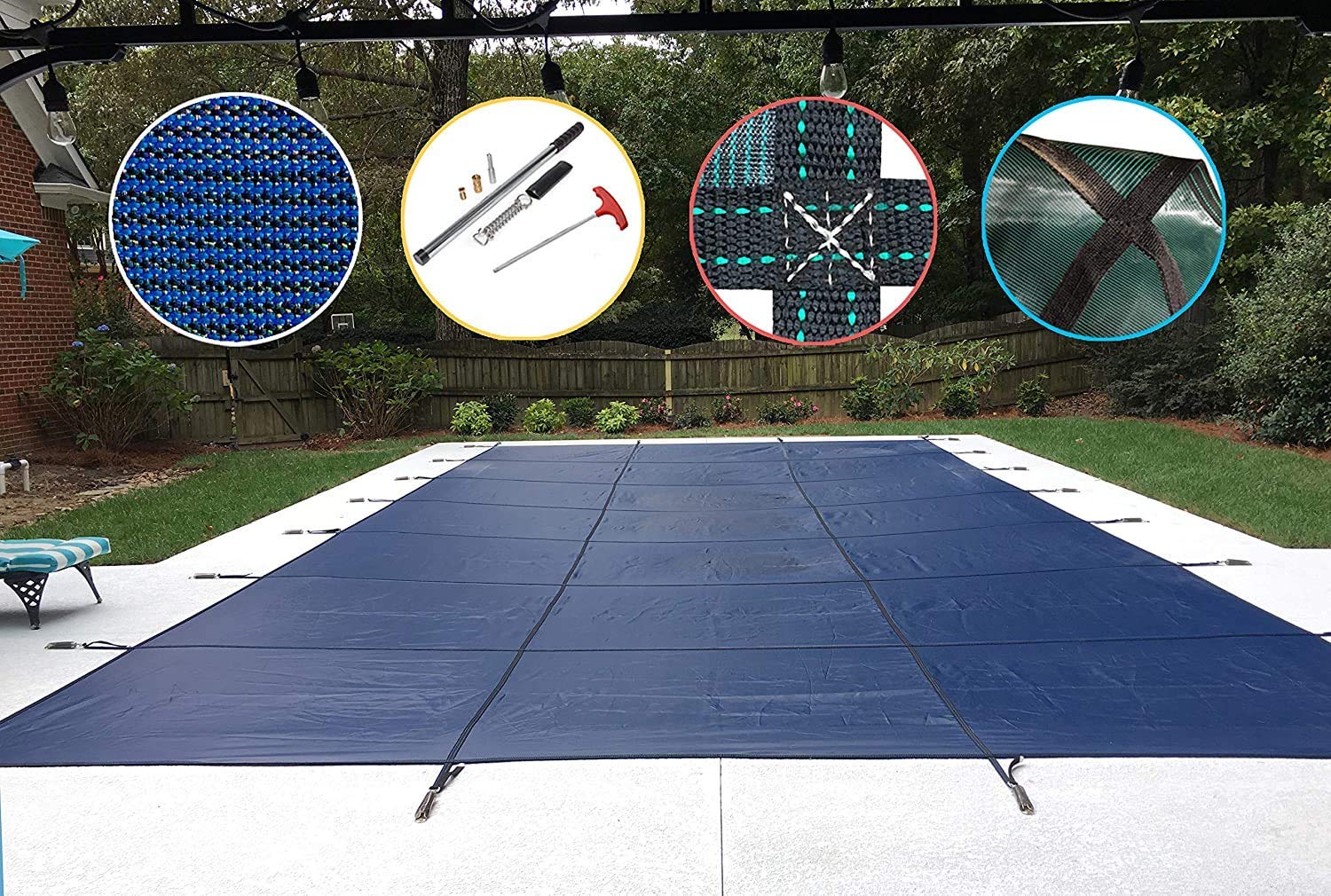 Premium WaterWarden 18’ x 40’ In-Ground Pool Safety Cover - Heavy Duty Blue Mesh with Triple Stitching, ASTM F1346 Certified, Includes Hardware - 20-Year Warranty - Perfect for Year-Round Pool Protection and Child Safety