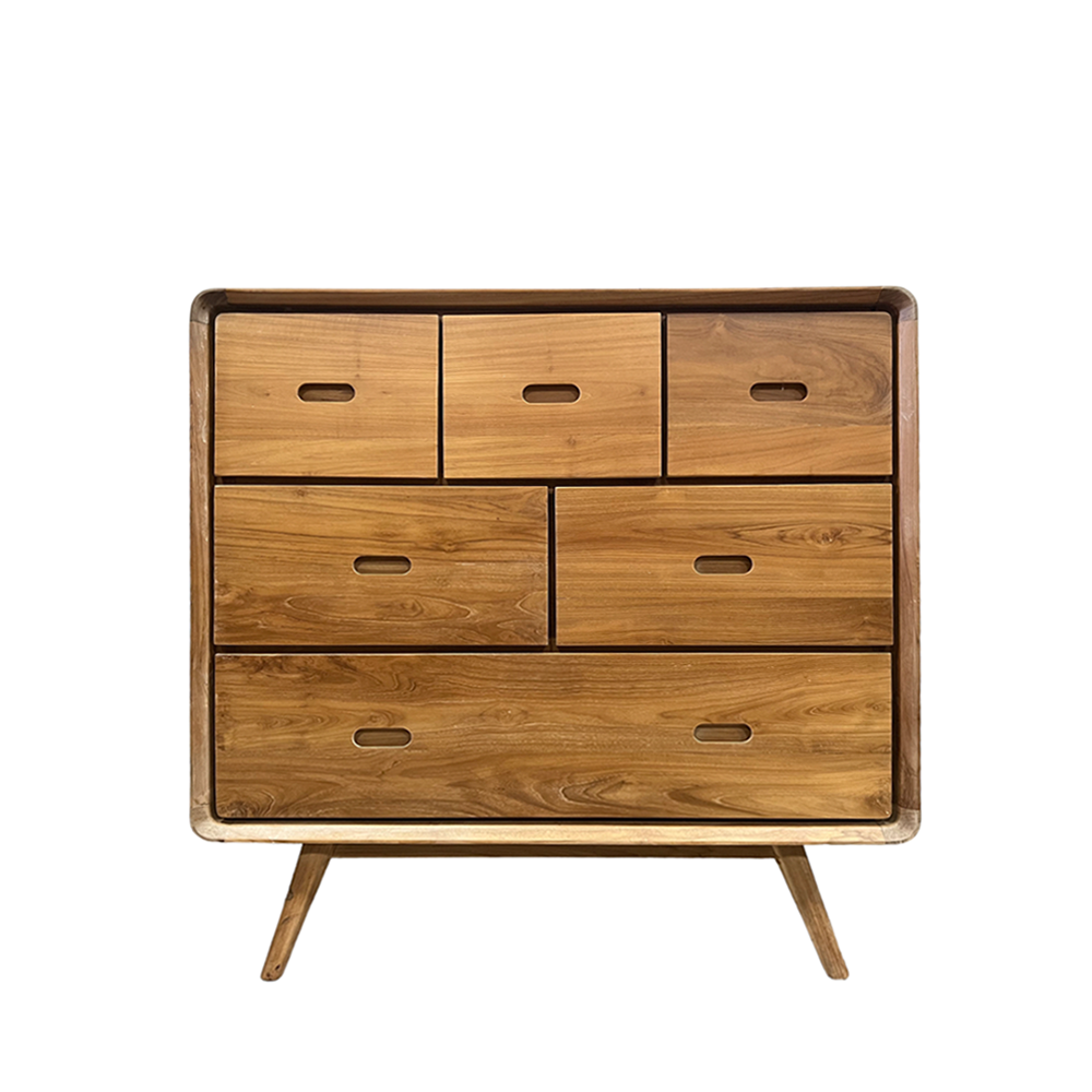Reiko Teak Wood Dresser - Stylish and Durable Wooden Chest of Drawers for Bedroom Storage | Perfect for Organizing Clothes, Accessories & Home Decor