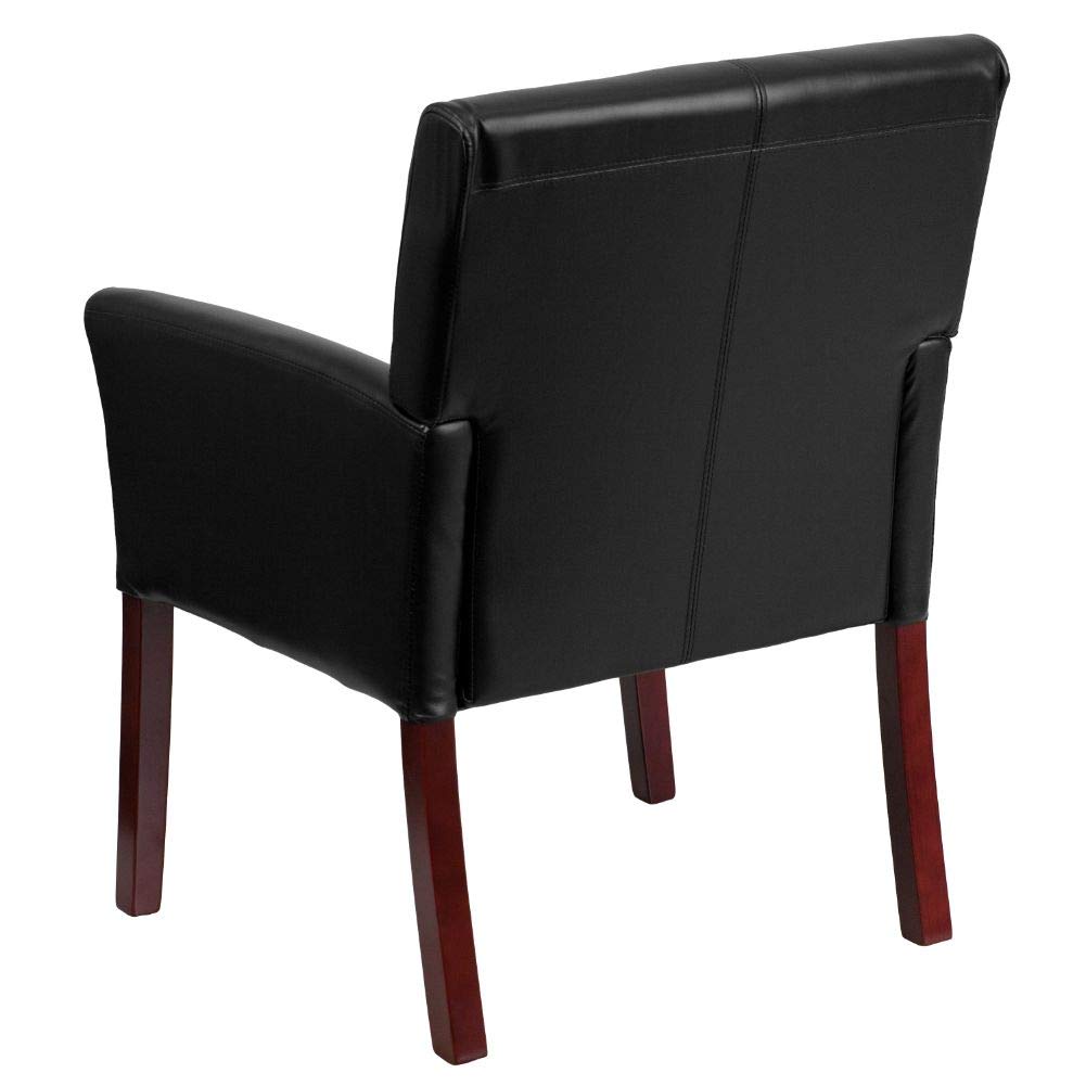 Flash Furniture Taylor LeatherSoft Upholstered Executive Office Chair - Black Reception Lobby Chair with Cushioned Seat & Padded Arms - Perfect for Waiting Areas, Conference Rooms & Home Offices