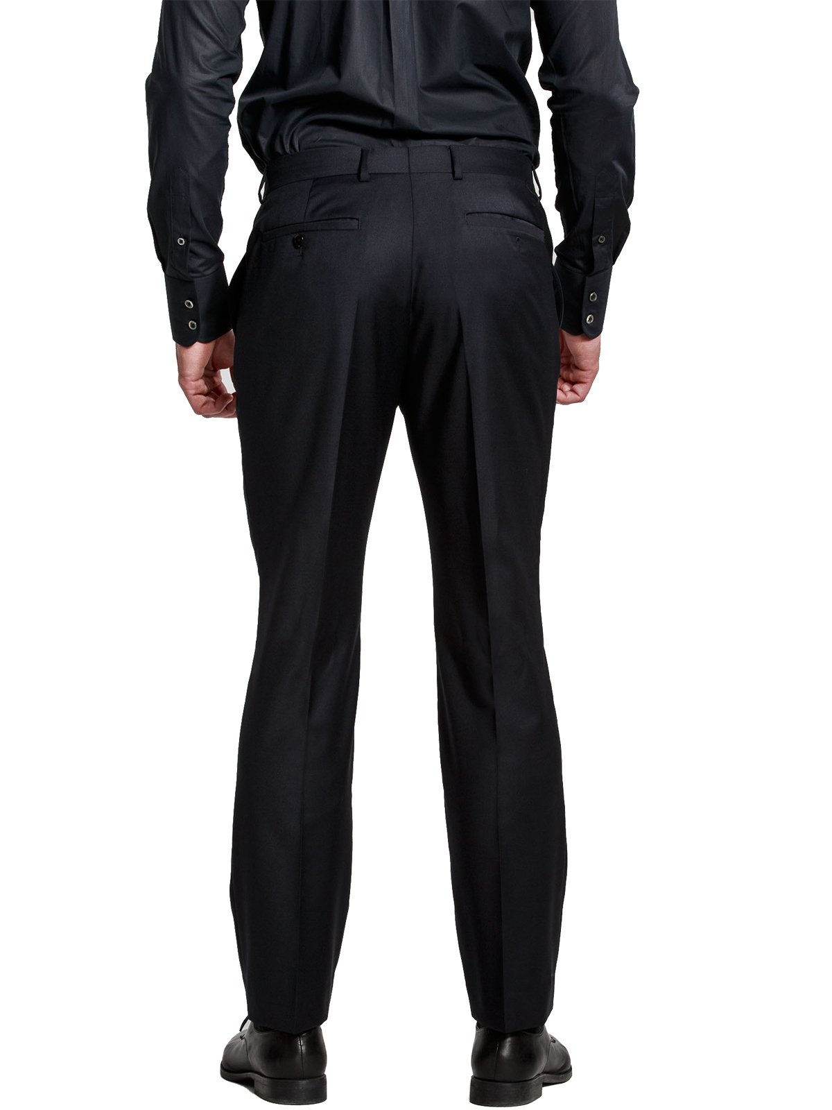 HBDesign Men's Formal Dress Pants - Slim Fit Flat Front Straight Leg Iron-Free Black for Business, Office & Wedding Attire