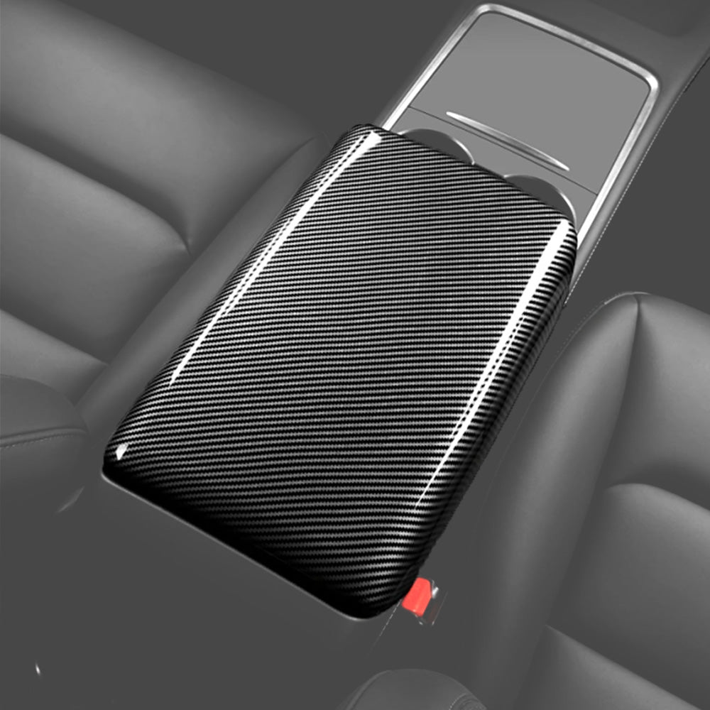 Premium Real Carbon Fiber Armrest Cover for Tesla Model 3 & Y - Luxury Interior Upgrade with Sporty Look | Perfect for Car Enthusiasts & Tesla Owners Seeking Stylish Protection