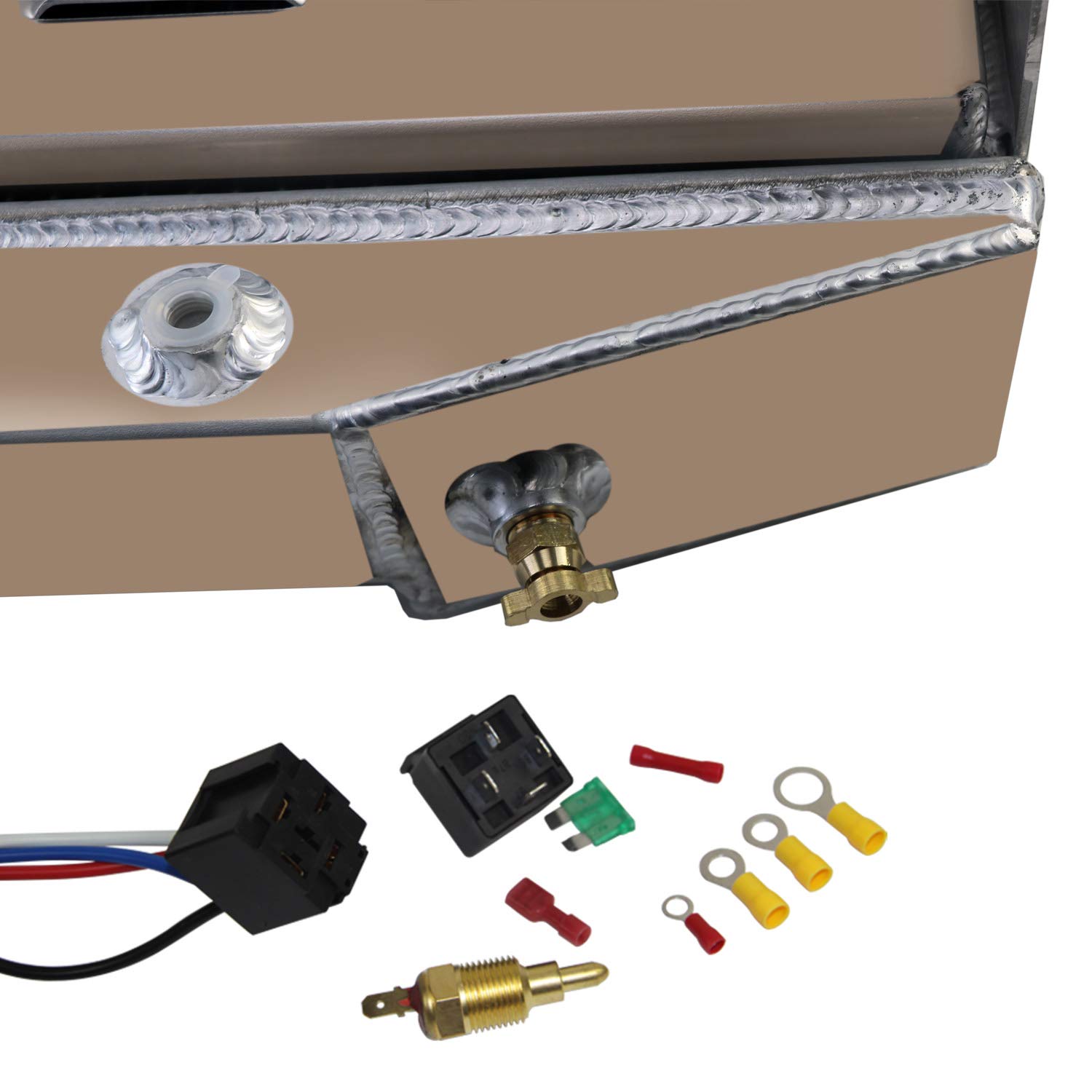 High-Performance 3-Row Aluminum Radiator for 1972-1979 Jeep Cherokee Wagoneer J-Series V8 - Complete Cooling Kit with Fan Shroud & Relay - Perfect for Off-Roading & Engine Upgrades