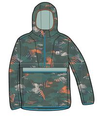 Viento Recycled Windshell Anorak Jacket - Eco-Friendly Palm Camo Deep Sea Windbreaker for Hiking & Outdoor Adventures