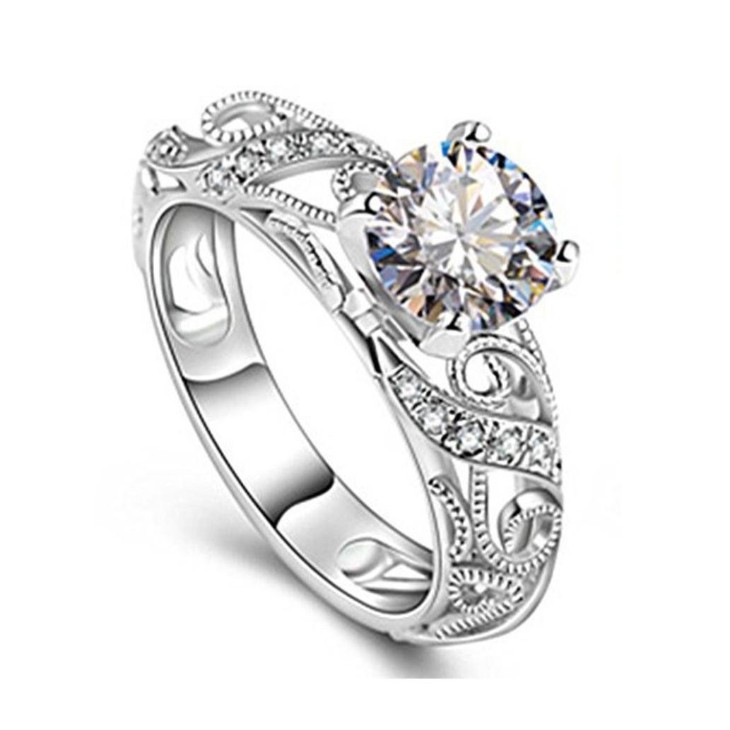 Women's Diamond Engagement Ring - 4 Prong Micro Inlay Cut Wedding Band for Bride, Anniversary & Promise - Perfect for Proposals, Vow Renewals & Special Occasions