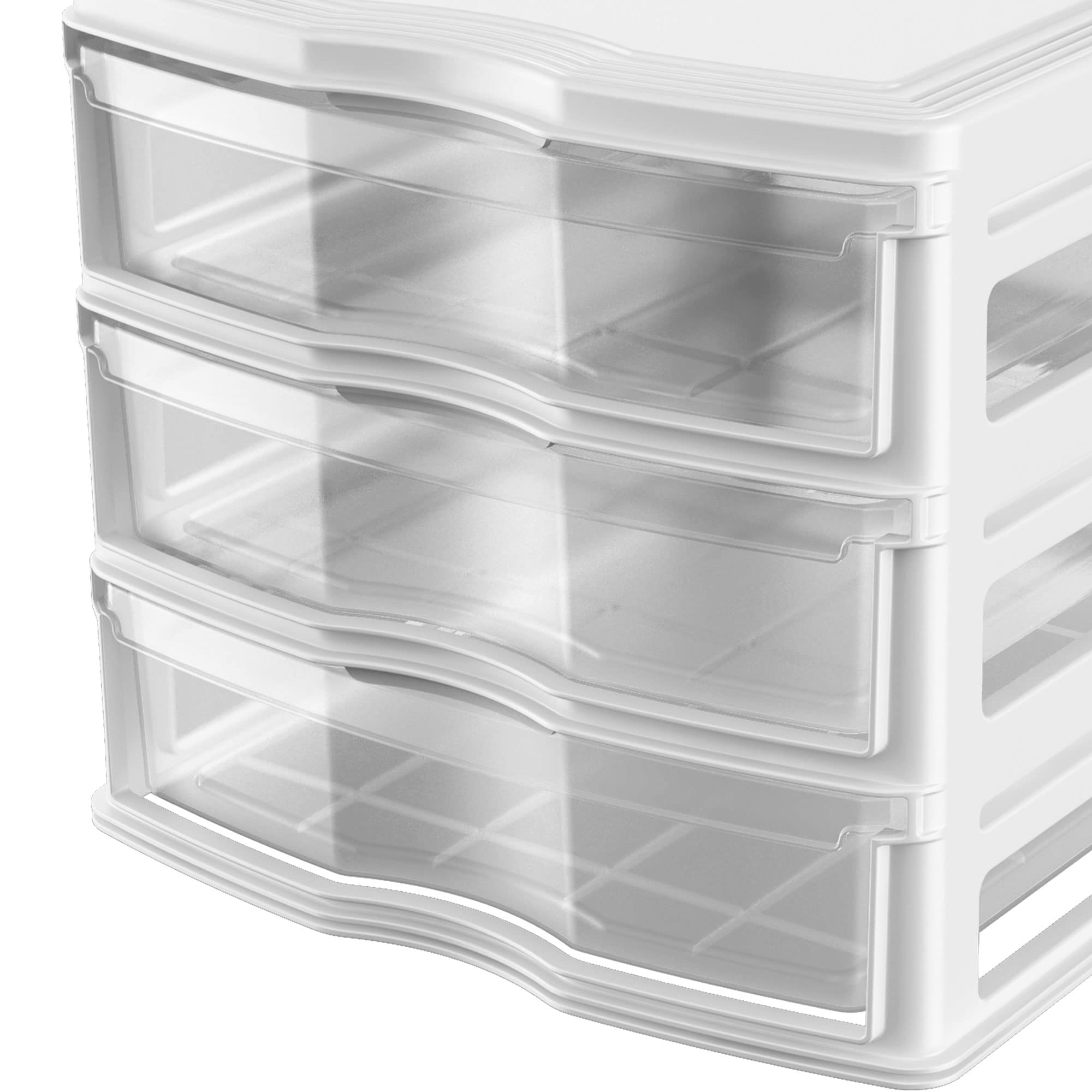 3-Drawer Stackable Shelf Organizer - White (2 Pack) for Bathroom & Pantry Storage
