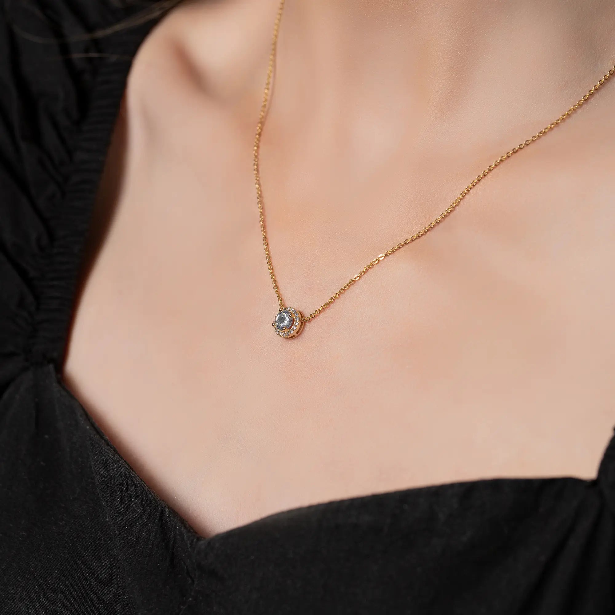 14K Yellow Gold Chain Gemstone Necklace for Women - Elegant Layering Jewelry for Party, Wedding & Everyday Wear