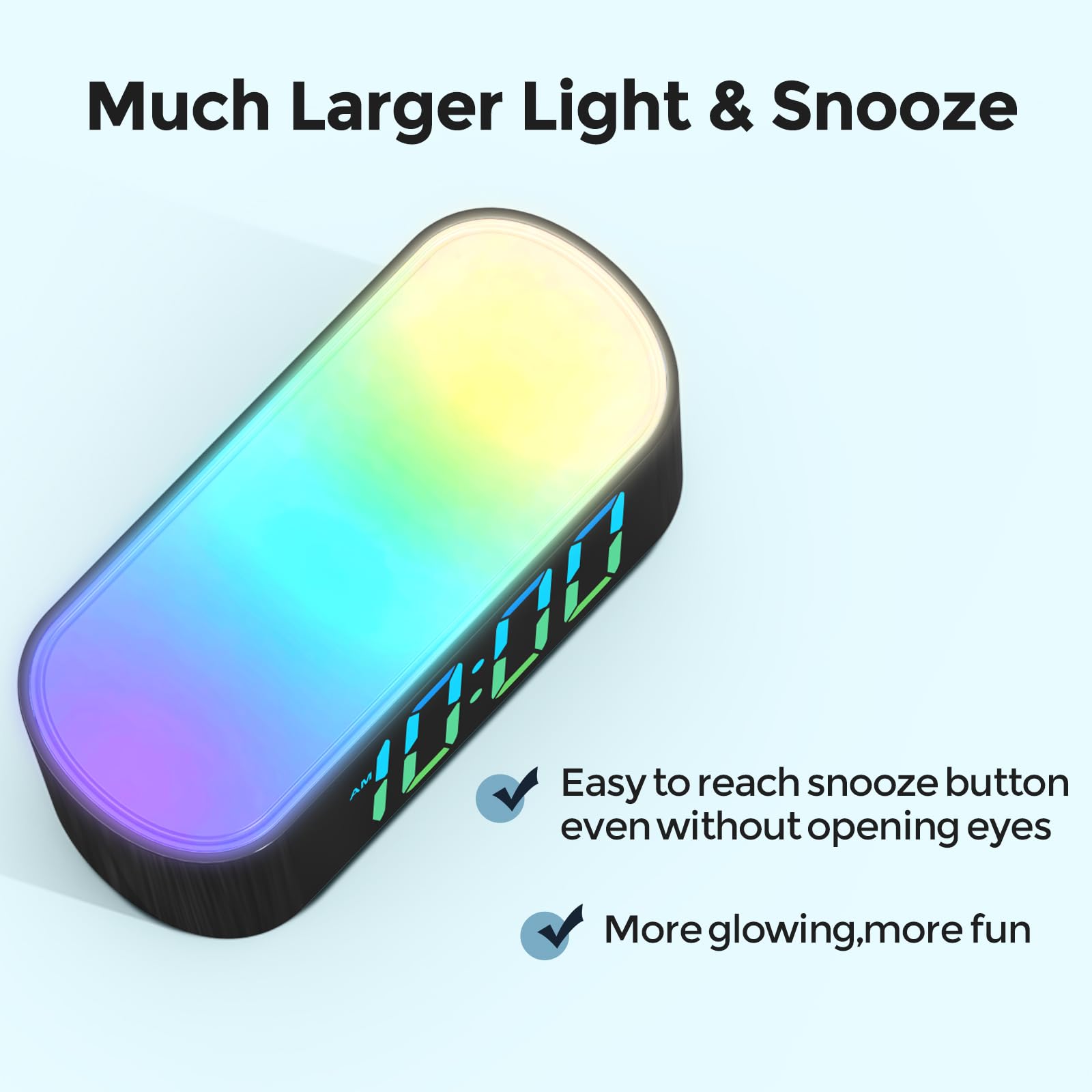 HOUSBAY Digital Alarm Clock with 9-Color Dynamic Night Light & Large LED Display - 10 Color Changing Modes, Adjustable Dimmer for Bedroom, Kids Room, Office, and Nightstand Use