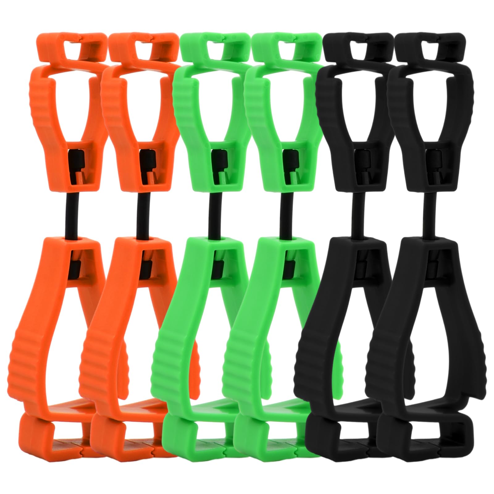 Emperoch 6-Pack Non-Slip Work Glove Clips - Plastic Glove Holder for Safety & Organization (3 Colors) - Ideal for Construction, Gardening, Helmets, Keys, Glasses & Mask Storage