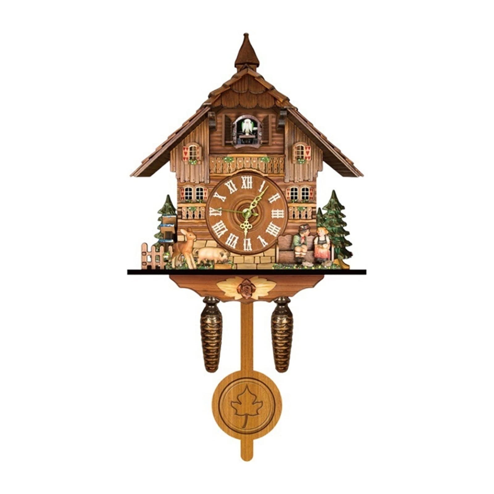 Vintage Cuckoo Wall Clock - Retro Wooden Alarm Clock with Bird Sound for Living Room, Bedroom, Kids Room Decor - Perfect for Home, Office, and Cabin Decorations (Color: As Shown) - Ideal for Farmhouse, Rustic, and Traditional Home Styles