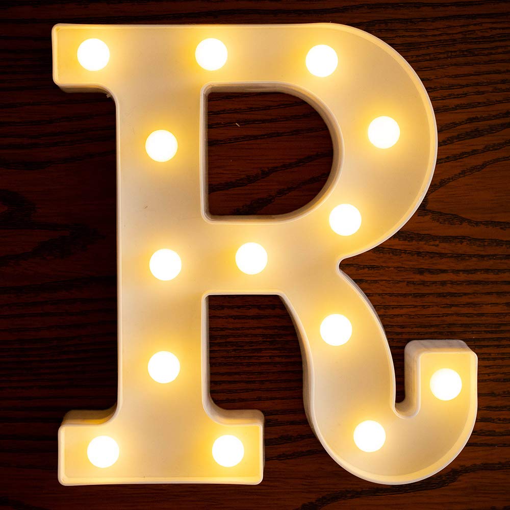 LED Letter Lights - Battery Powered Light Up Letters for Wedding, Birthday, Party & Home Decor - Perfect for Night Light, Christmas Decorations, Bar Signs & Room Decor (Letter R)