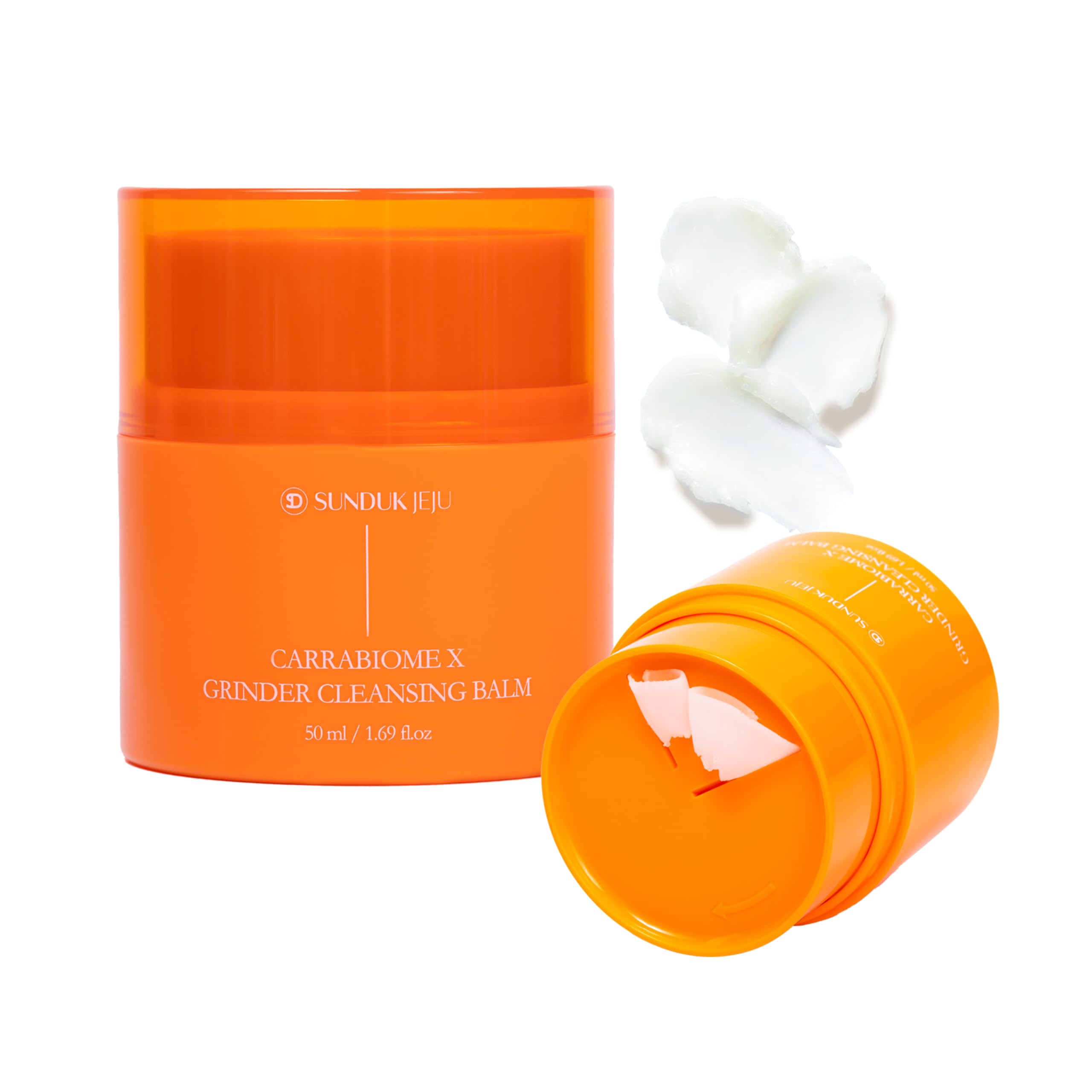 SUNDUK JeJu Carrabiome X Grinder Cleansing Balm - Korean Gentle Facial Cleanser for Sensitive Skin | Hydrating Makeup Remover & Blackhead Treatment | Self-Grinding Cleansing Balm for Oily Skin | Perfect for Daily Skincare Routine & Travel-Friendly Beauty Essential