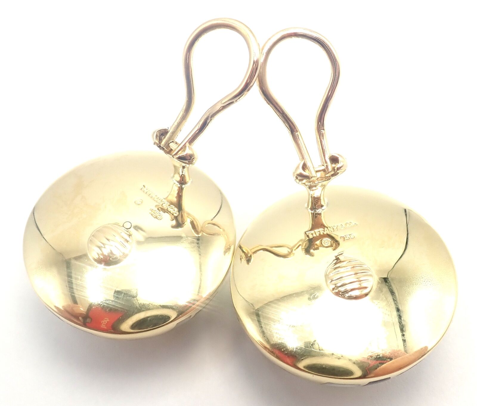 Tiffany & Co Cummings 18k Gold Mother of Pearl Black Jade Checkerboard Earrings for Women - Luxury Statement Jewelry for Parties, Weddings & Special Occasions