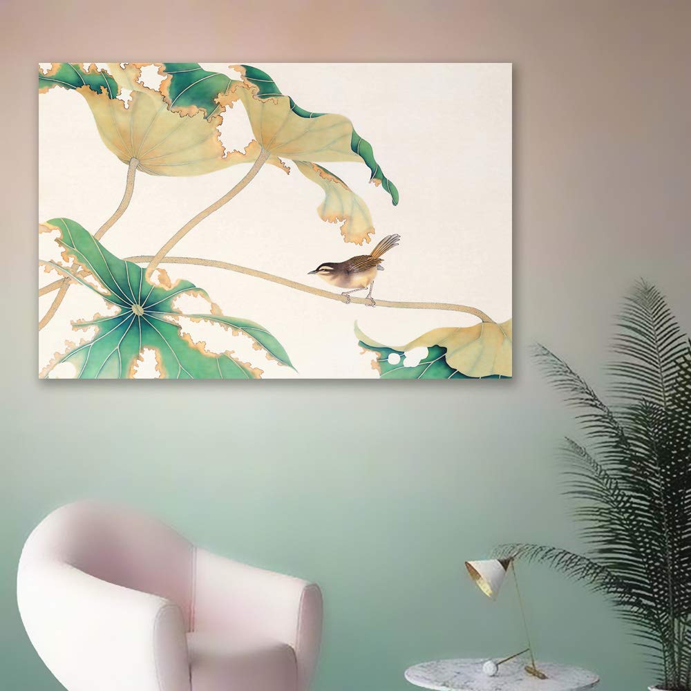 Wall26 - Classic Flower and Bird Canvas Wall Art - Handmade Giclee Painting for Bedroom, Living Room & Home Decor - 32x48 Inches - Perfect for Modern Interior Design and Housewarming Gifts