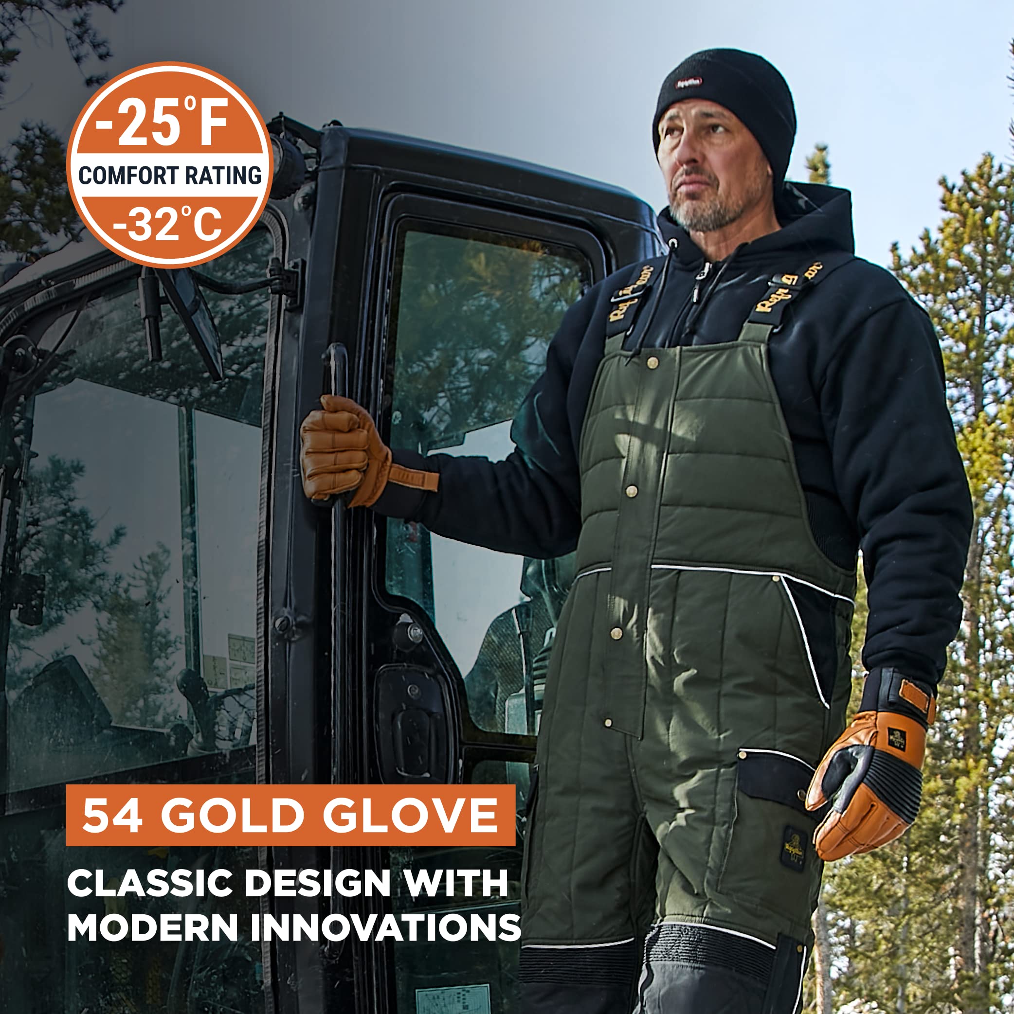 RefrigiWear 54 Gold Waterproof Insulated Winter Gloves for Men & Women - Heavy Duty Cold Weather Work Gloves for Outdoor Activities, Hunting, and Construction