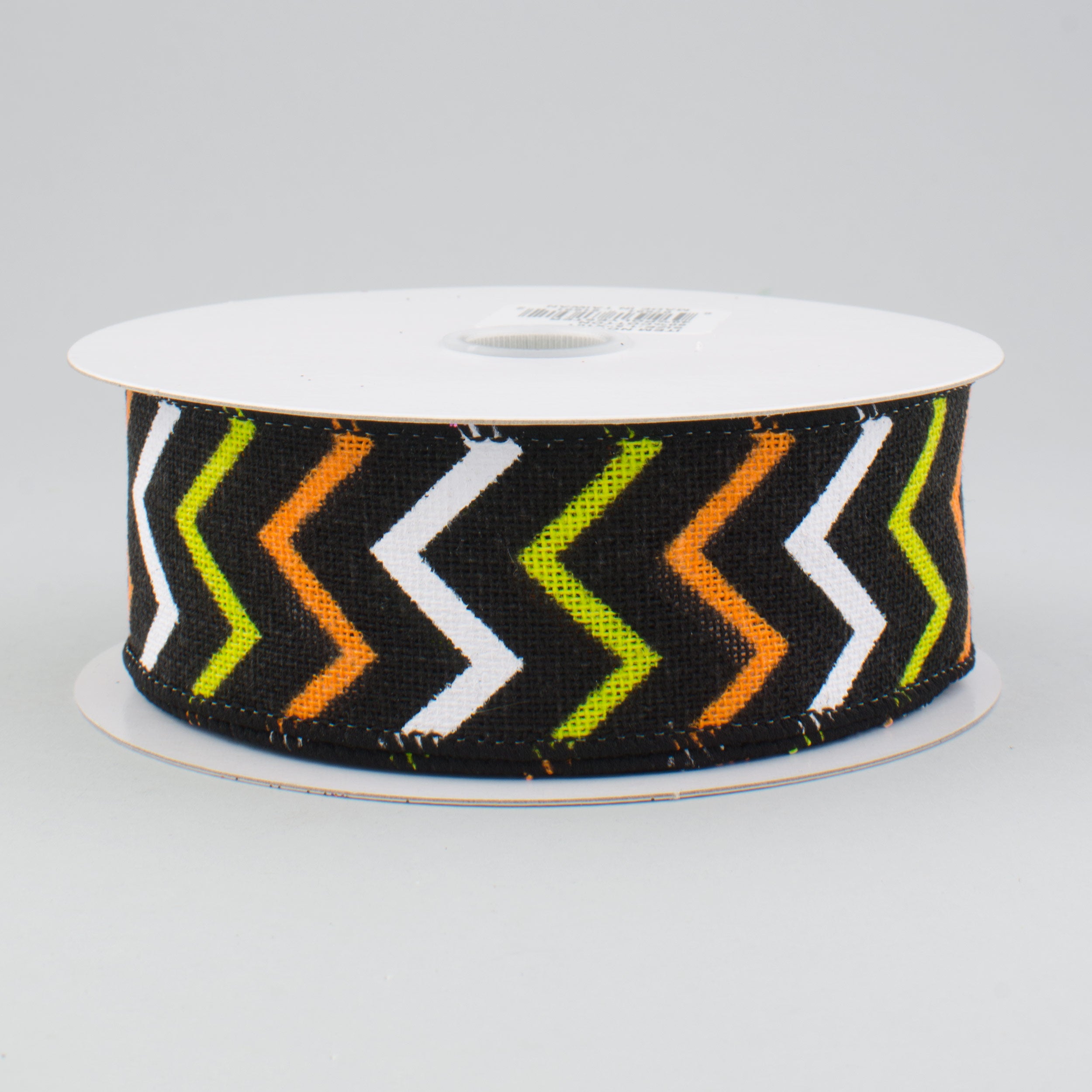 1.5 Inch Black Canvas Chevron Ribbon - Orange, Lime & White Ribbon for Crafts, DIY Projects & Gift Wrapping (10 Yards) - Perfect for Hair Bows, Scrapbooking & Party Decorations