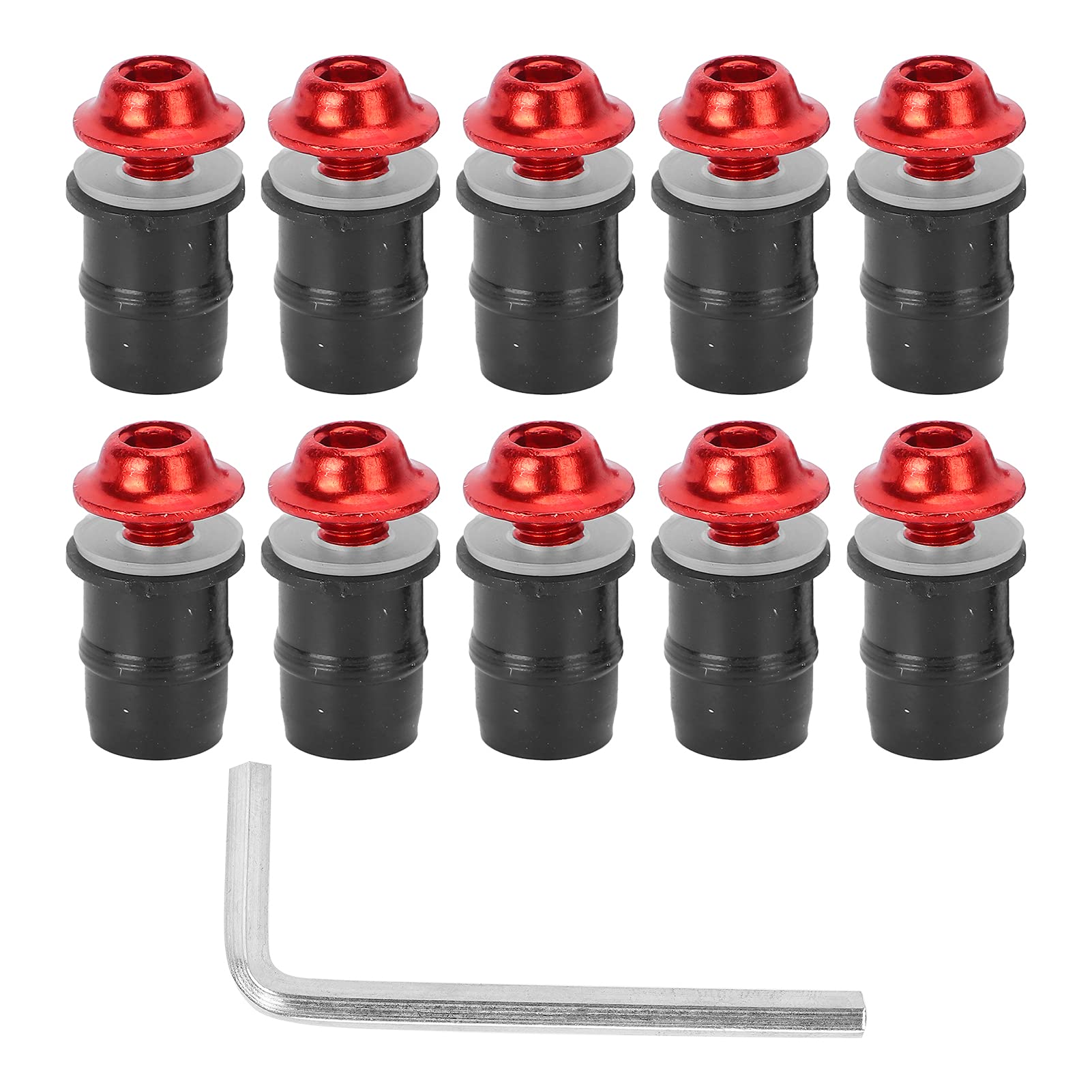 Universal Motorcycle Windshield Screw Kit - 10PCS M5x16mm Aluminum Bolts with Wrench (Red) for Windscreen Protection