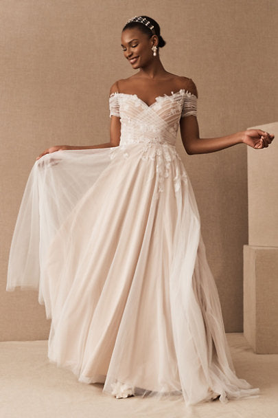 BHLDN Willowby Katara Wedding Gown - Elegant Lace Bridal Dress for Beach, Garden & Boho Chic Ceremonies | Perfect for Outdoor & Destination Weddings