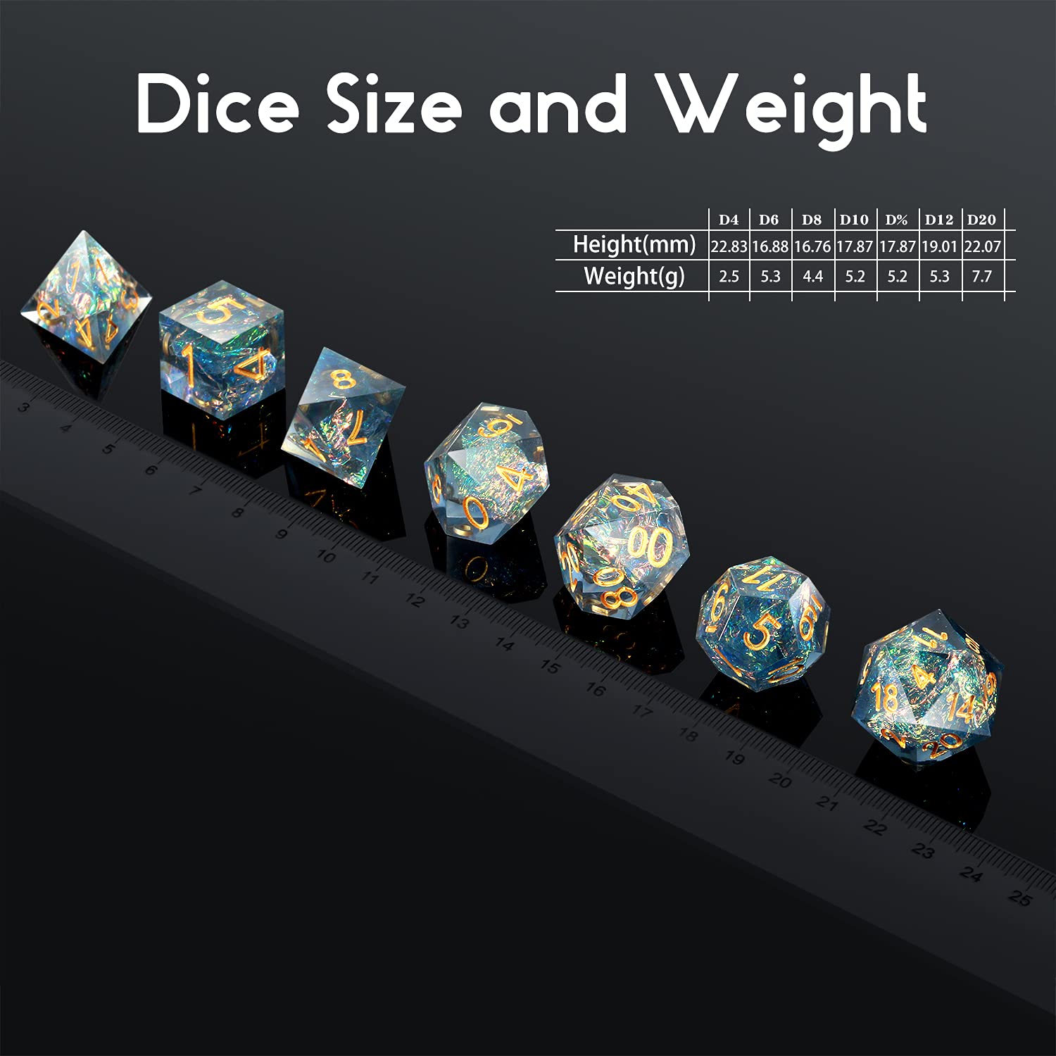 Premium Handmade Dungeons and Dragons Dice Set - 7-Piece Sharp Edge Polyhedral Dice with Gold Numbers & Gift Case for DND RPG Games (Dark Cyan) - Perfect for Tabletop Gaming, D&D Campaigns and Collector Displays