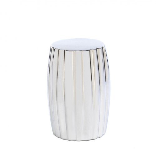Handmade Ceramic Silver Decorative Stool - Elegant Home Decor Accent for Living Room, Bedroom & Entryway