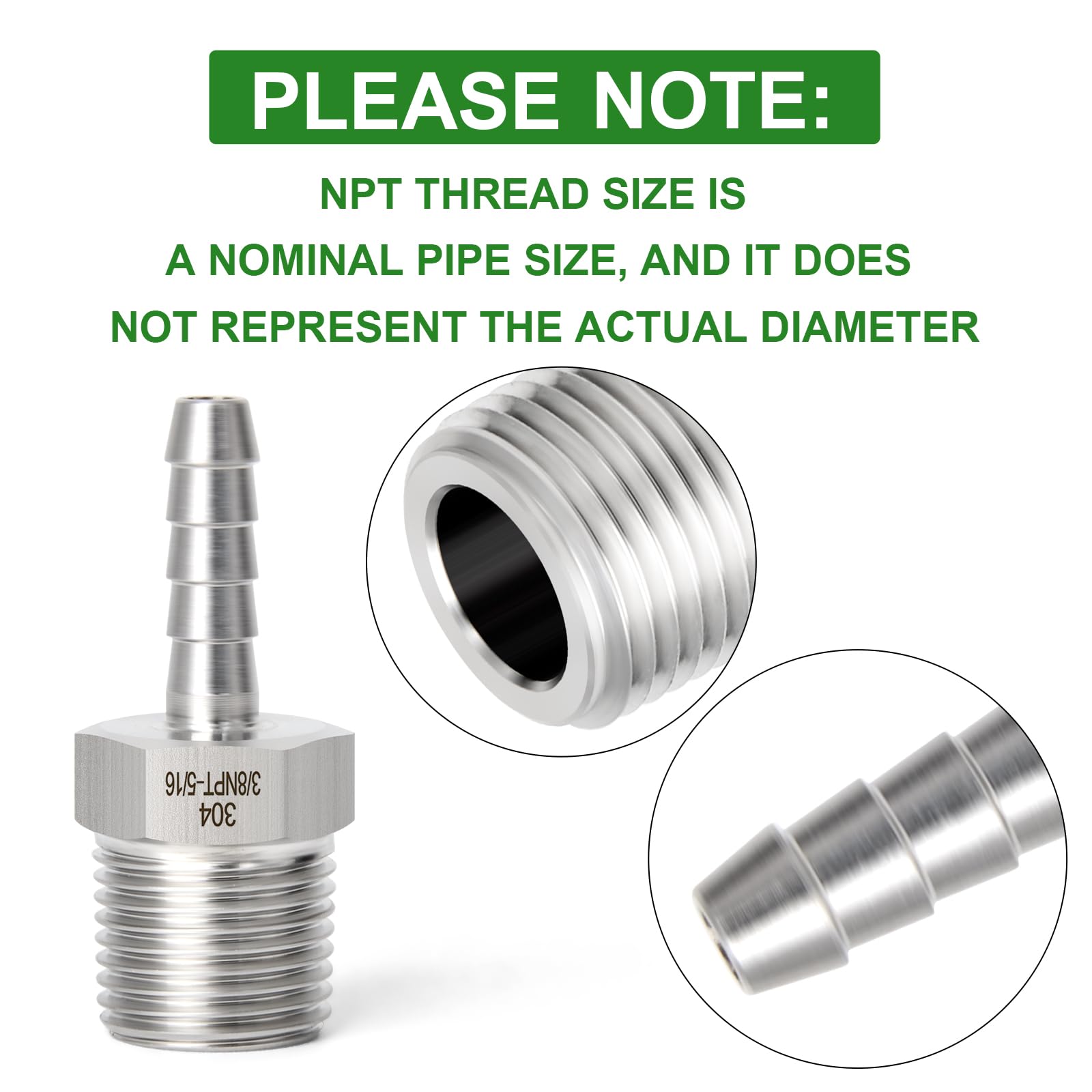 TAISHER 5PCS 304 Stainless Steel Air Hose Fittings Kit - 5/16