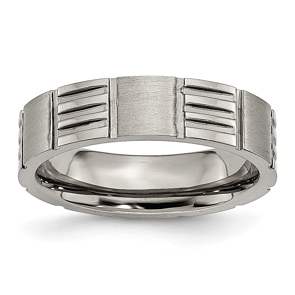 ICE CARATS Titanium 6mm Notched Band Ring - Elegant Wedding & Fashion Jewelry for Women - Perfect Anniversary Gift for Her - Ideal for Bridal, Engagement & Everyday Wear