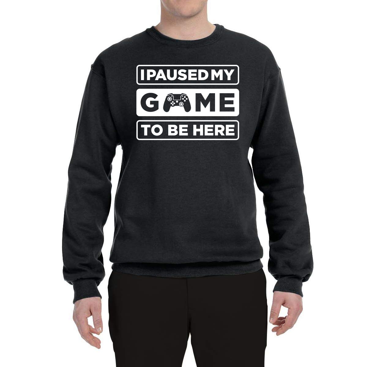 Wild Bobby 'I Paused My Game to Be Here' Gaming Graphic Sweatshirt - Unisex Crewneck Pullover for Gamers & Sports Fans - Perfect for Esports, Casual Wear & Gaming Events