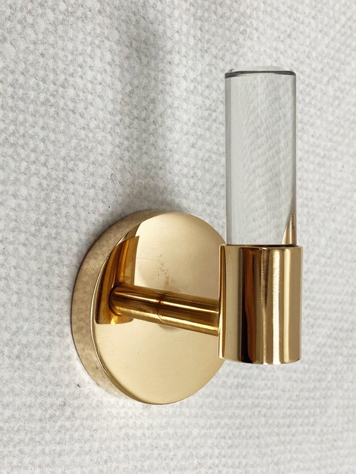 Unlacquered Polished Brass Lauren Lucite Wall T-Shaped Hook - Vintage Style Coat Hanger for Entryway, Bathroom & Bedroom Organization