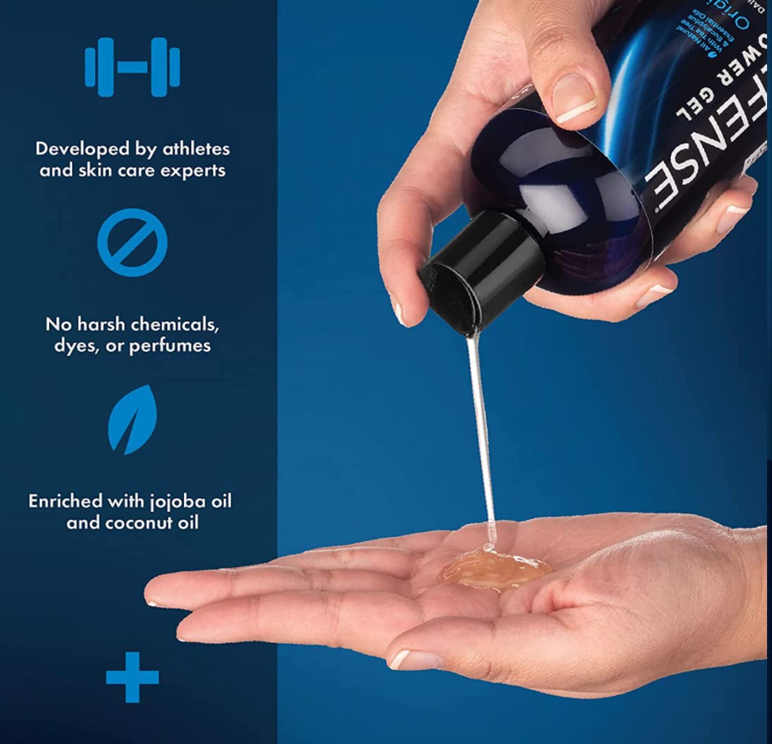 Defense Soap Body Wash 32 oz with 30 Travel Wipes - 100% Natural Tea Tree & Eucalyptus Oil Body Cleanser | Pharmaceutical Grade for Athletes, Gym & Travel Use