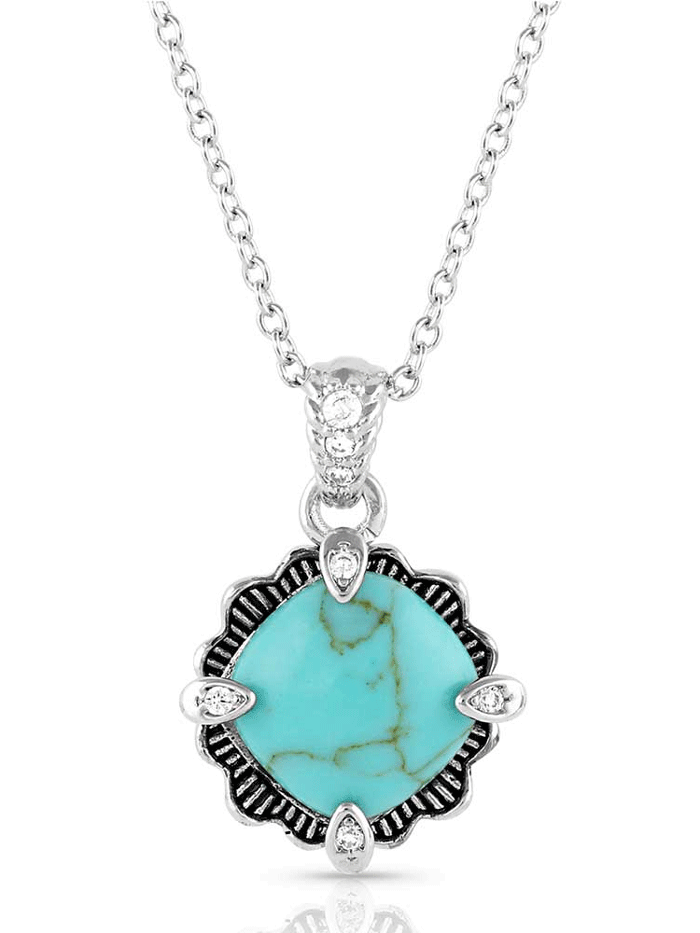 Montana Silversmiths NC5531 Women's Turquoise & Crystal Silver Necklace - Elegant Cornerstone Design for Western Fashion & Special Occasions