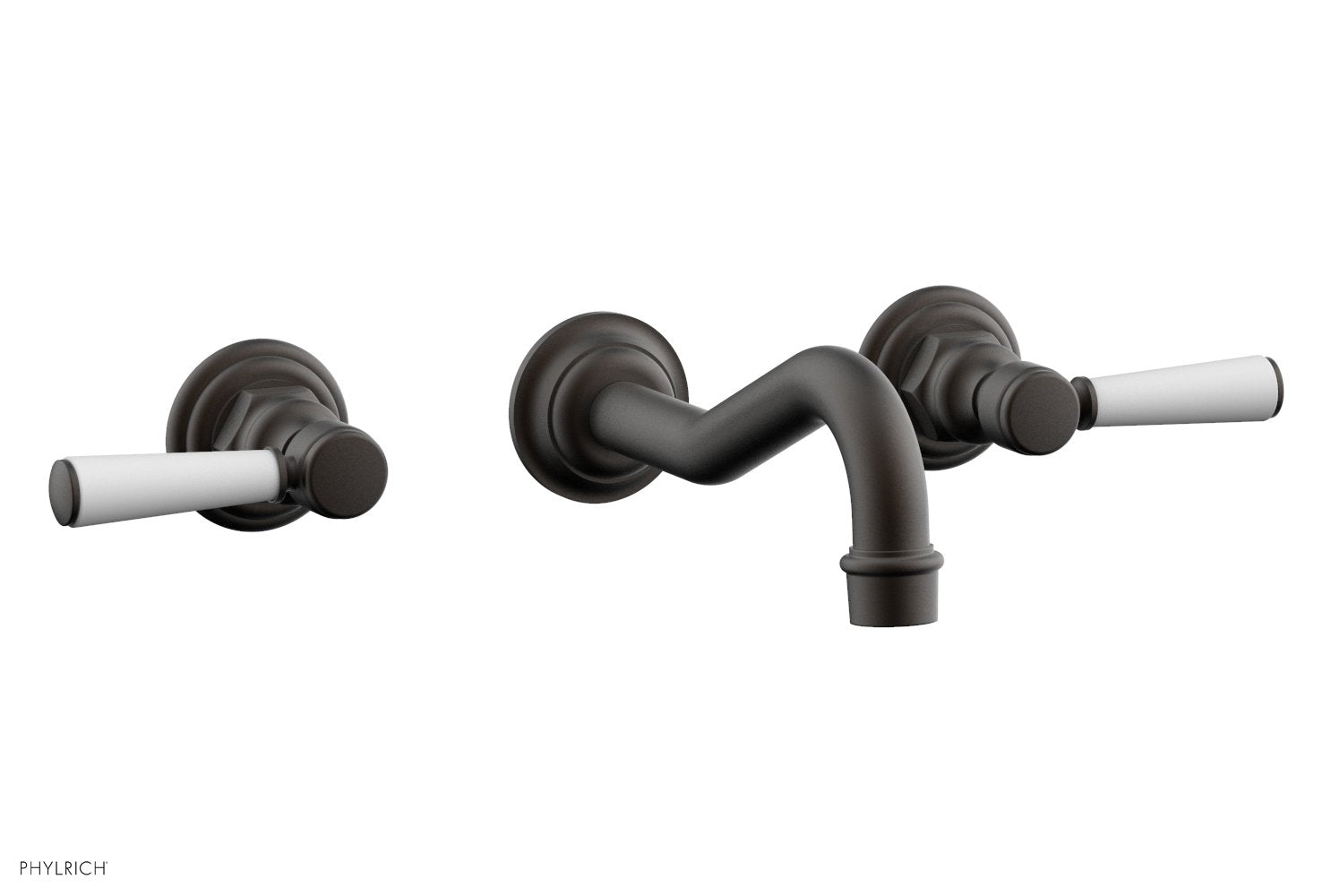 HENRI Wall Lavatory Set - Satin White Lever Handles 161 12 | Modern Bathroom Faucet for Sink | Perfect for Home, Hotel & Commercial Use
