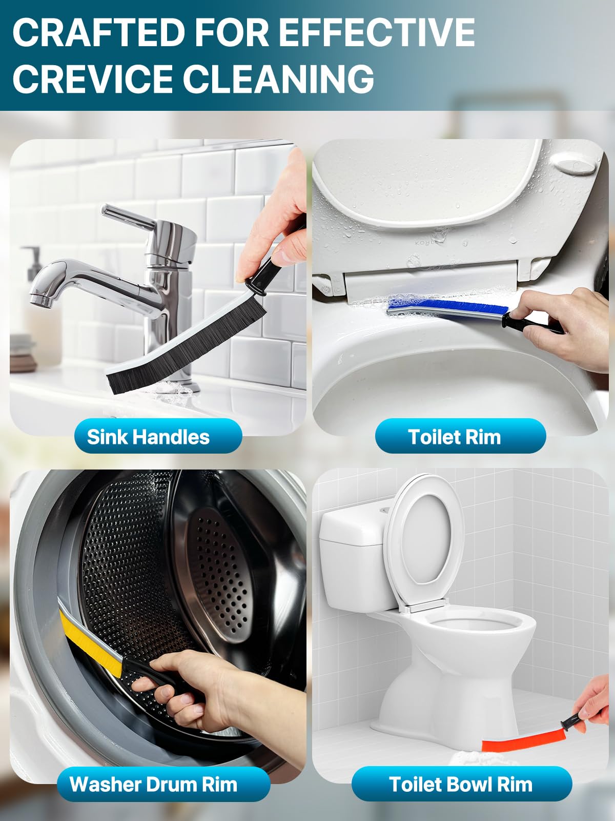 5Pcs Hard Bristle Crevice Cleaning Brushes - 13