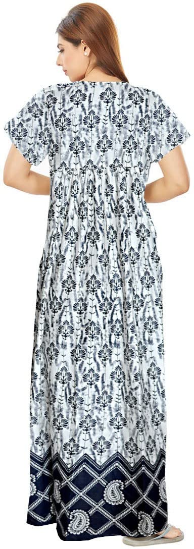 Women's 100% Soft Cotton Jaipuri Printed Indian Full-Length Nightgown Sleepwear - Pack of 2 (Free Size) | Comfortable Night Dress for Sleeping, Lounging & Travel