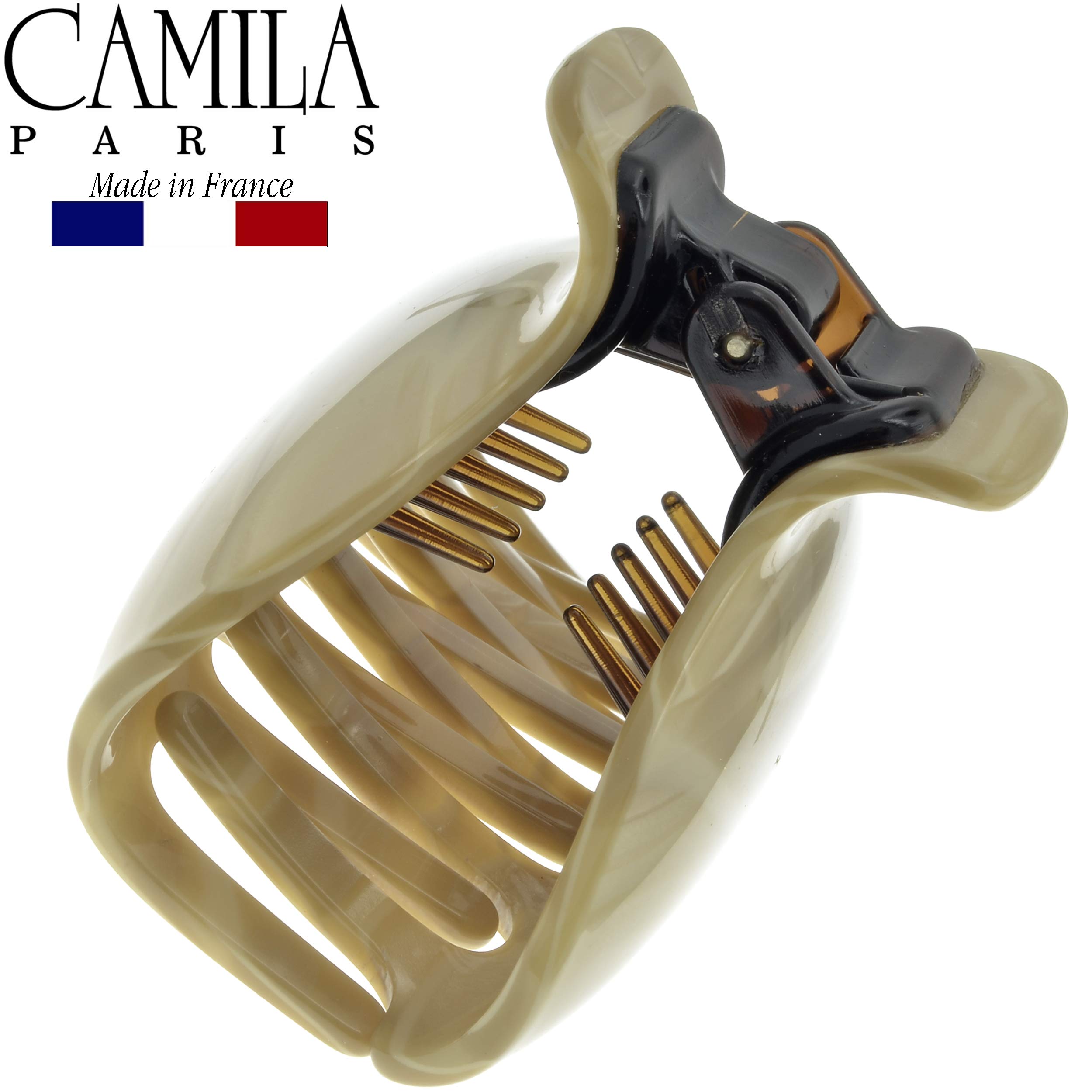 Camila Paris CP2125 French Hair Clip for Women - Strong Hold No Slip Grip Hair Claw Clips for Long Curly Wavy Hair, Beige Hair Accessories Made in France | Perfect for Office, Wedding & Everyday Styling