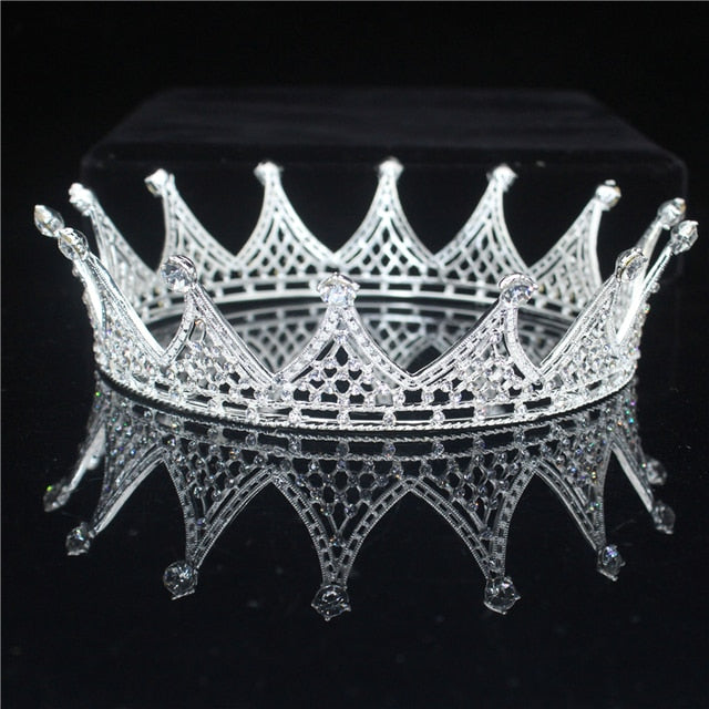Vintage Crystal Crown for King & Queen - Elegant Wedding Tiara, Pageant Prom Headpiece, Men's Hair Ornaments - Perfect for Weddings, Proms, Pageants & Cosplay