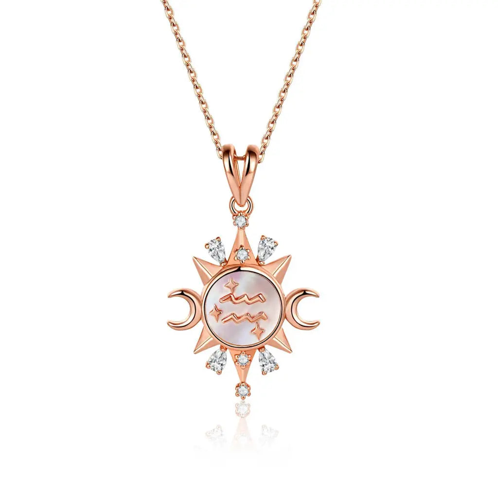 Celestial Horoscope Pendant Necklace for Aquarius - Zodiac Birthstone Jewelry Gift for Women, Perfect for Birthday, Anniversary & Spiritual Occasions